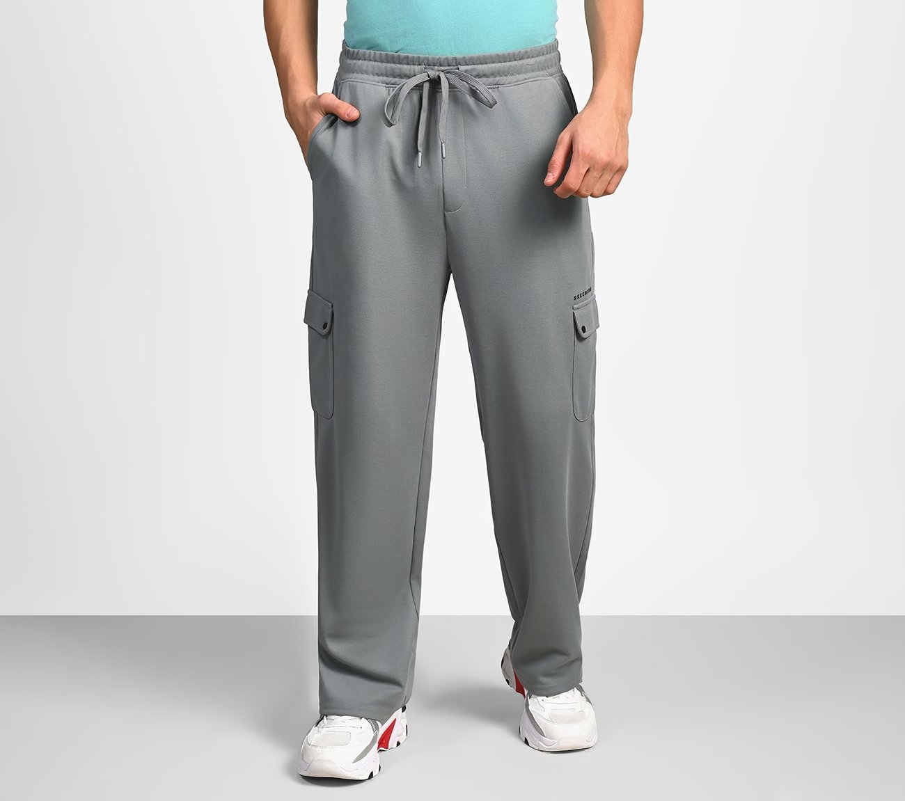 ATHLEISURE CARGO JOGGERS, CHARCOAL Apparel Lateral View