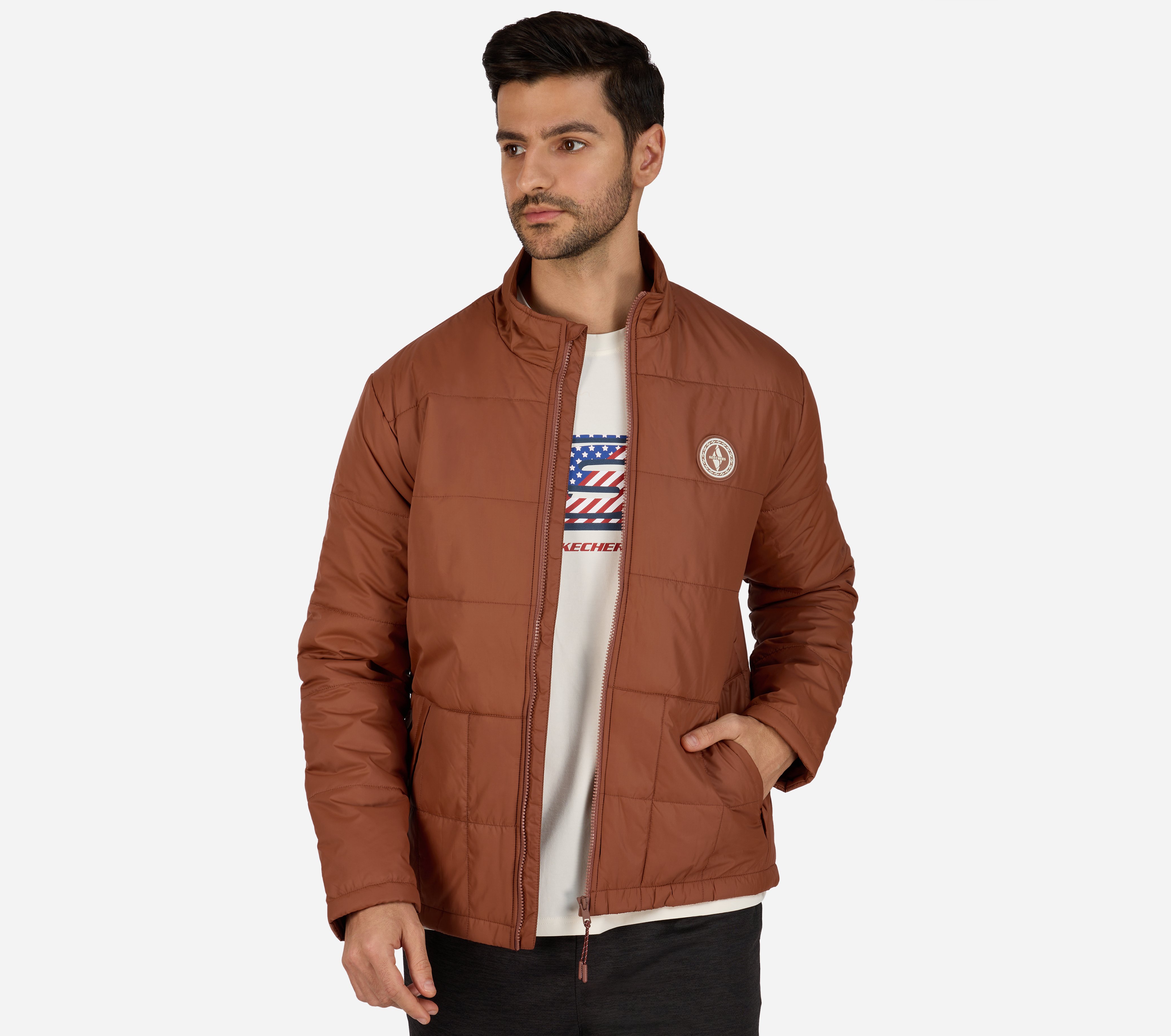 Skechers on sale jacket brown