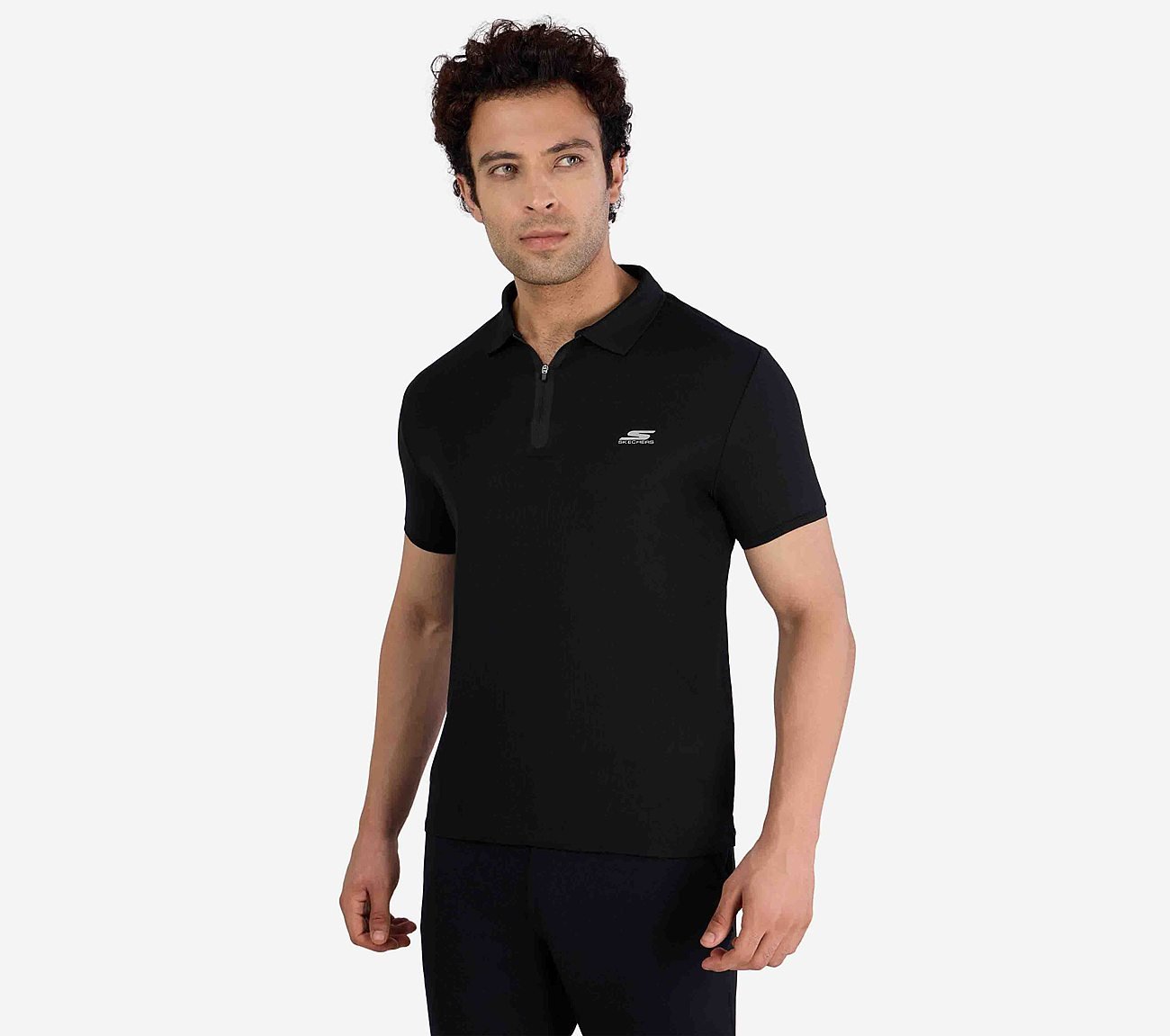 MENS 1/4 ZIP POLO, BLACK Apparel Top View