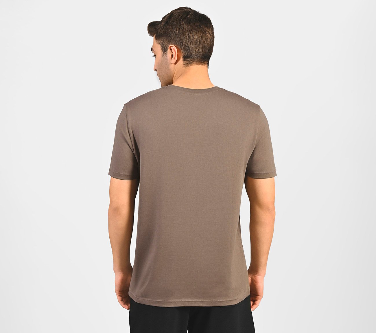 MENS BASIC LOGO  CREW NECK, BROWN Apparel Left View