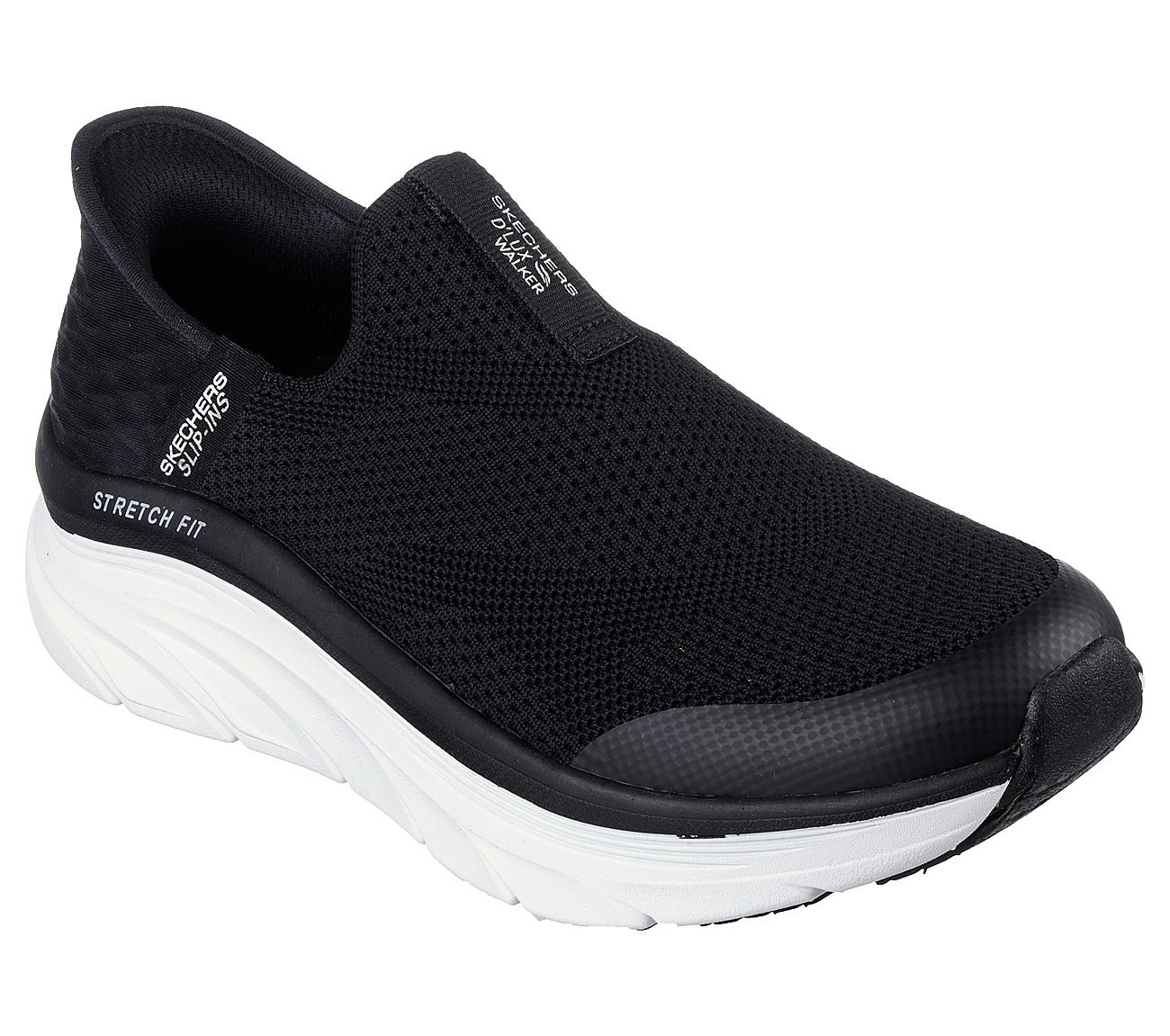 Skechers Slip-ins Relaxed Fit®: D'Lux Walker - Homebound, BLACK/WHITE Footwear Right View