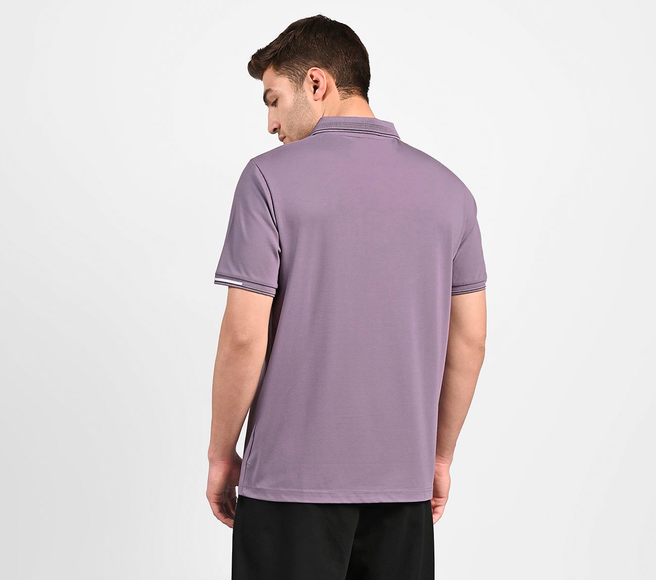 MENS TIPPING POLO, PURPLE/LIME Apparel Left View