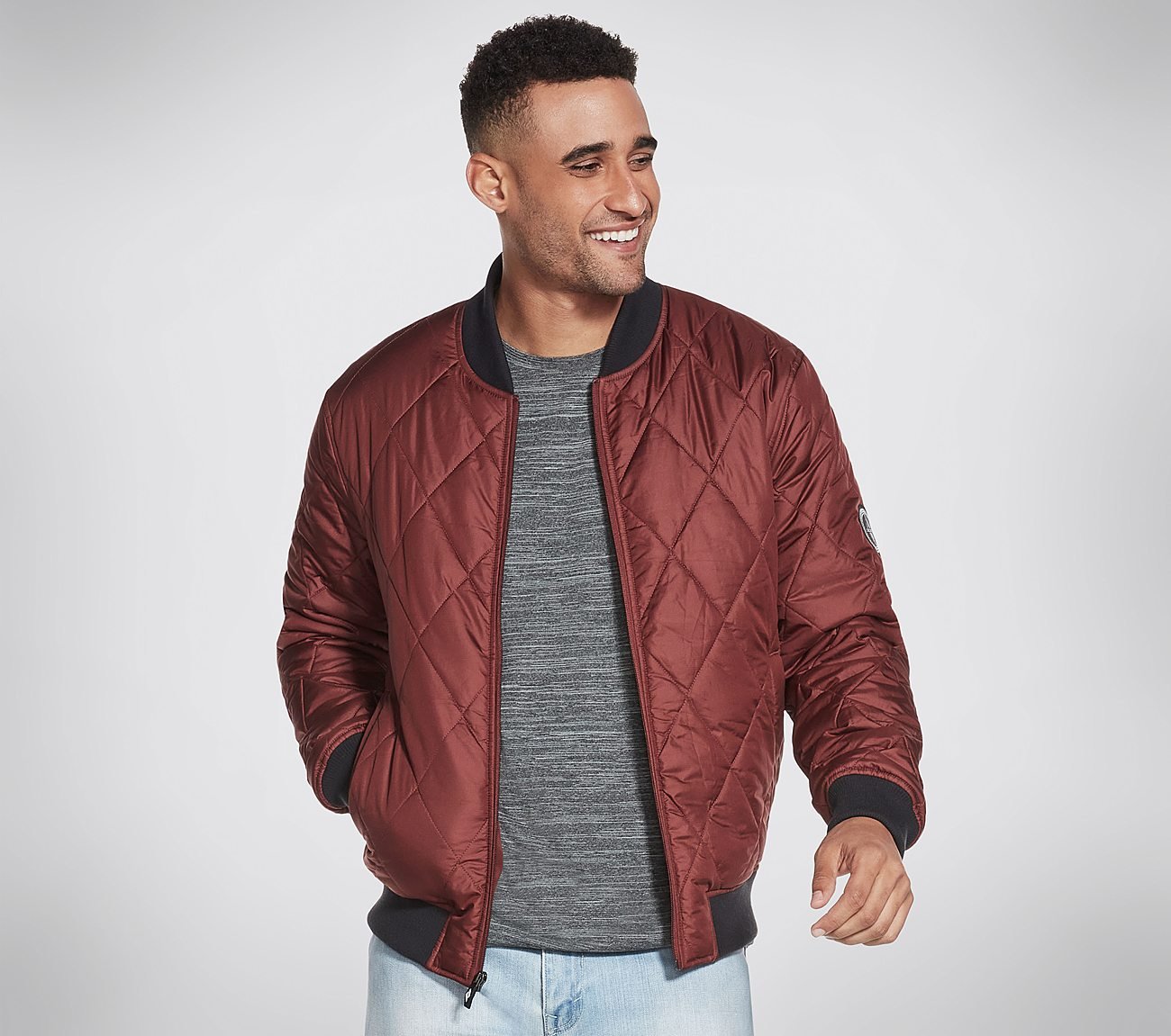 Burgundy quilted outlet jacket