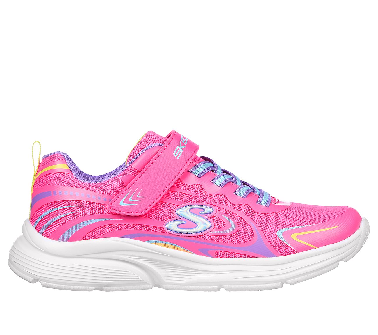 WAVY LITES, PINK/MULTI Footwear Lateral View