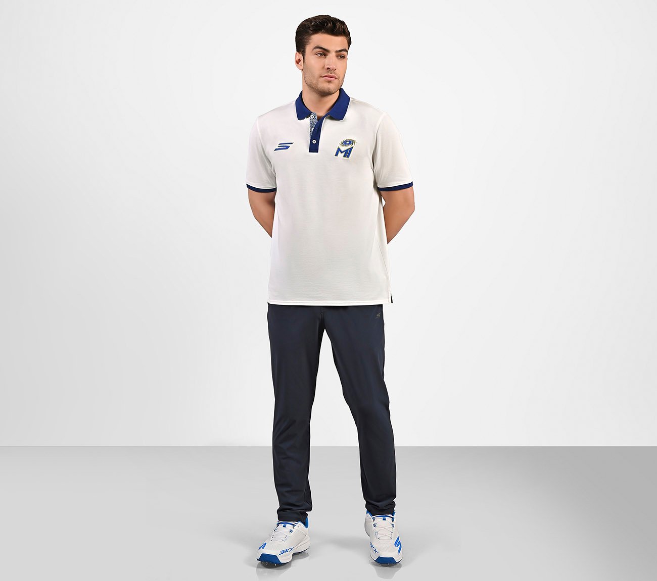 MUMBAI INDIANS: POLO WITH EMBROIDERED LOGO, WHITE Apparel Right View