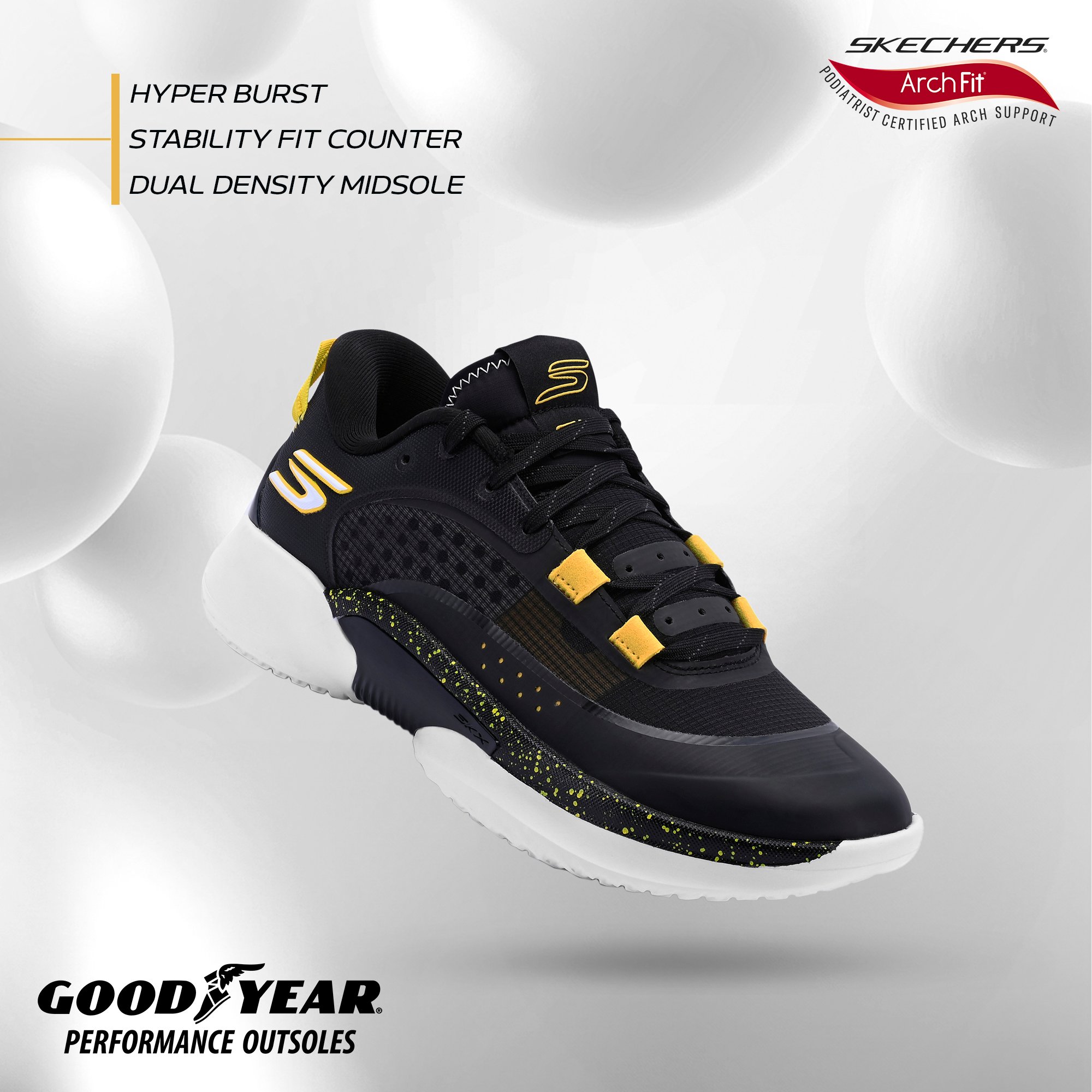 SKX RESAGRIP- Basketball, BLACK/GOLD Footwear Right View