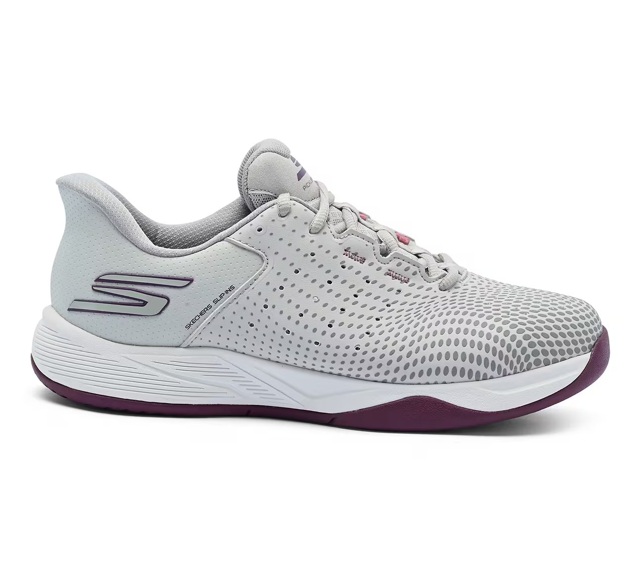 SKECHERS VIPER COURT RELOAD, GREY/PURPLE Footwear Lateral View