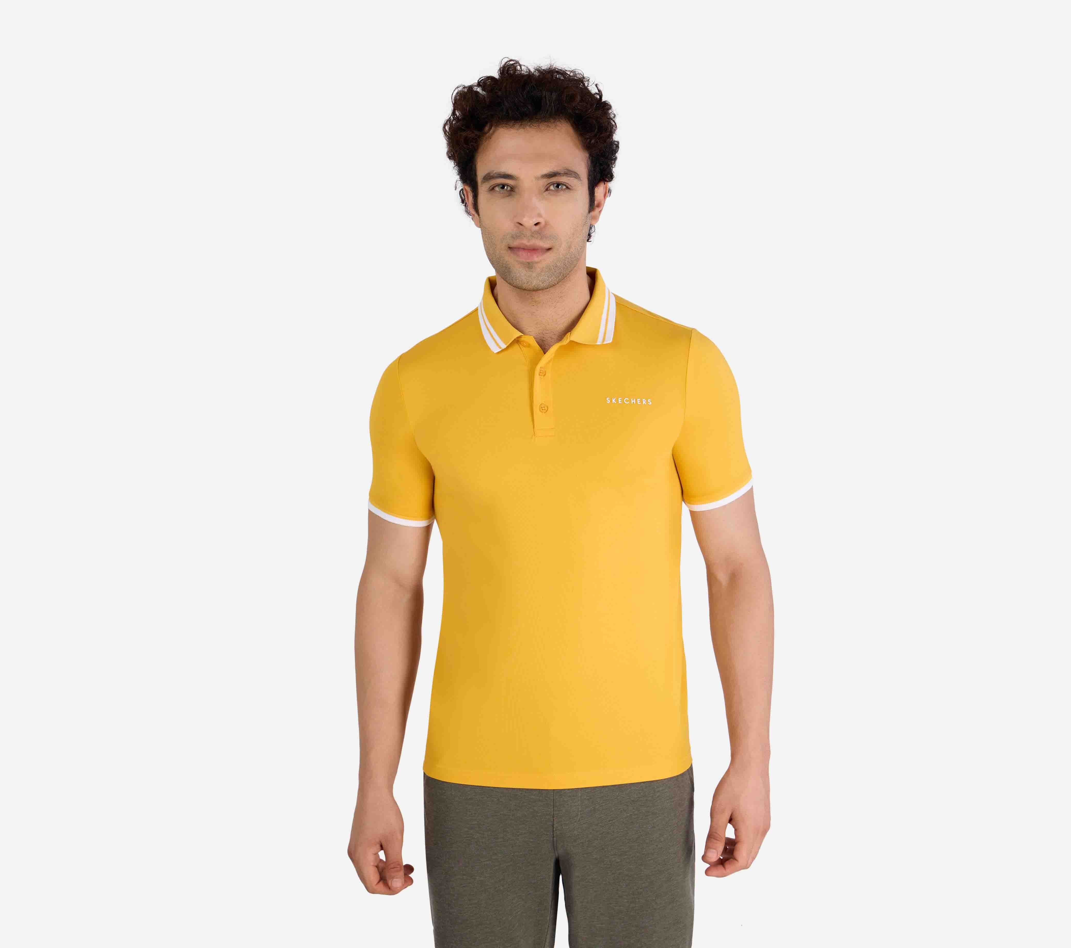 SS BUTTON DOWN POLO, YELLOW Apparel Lateral View