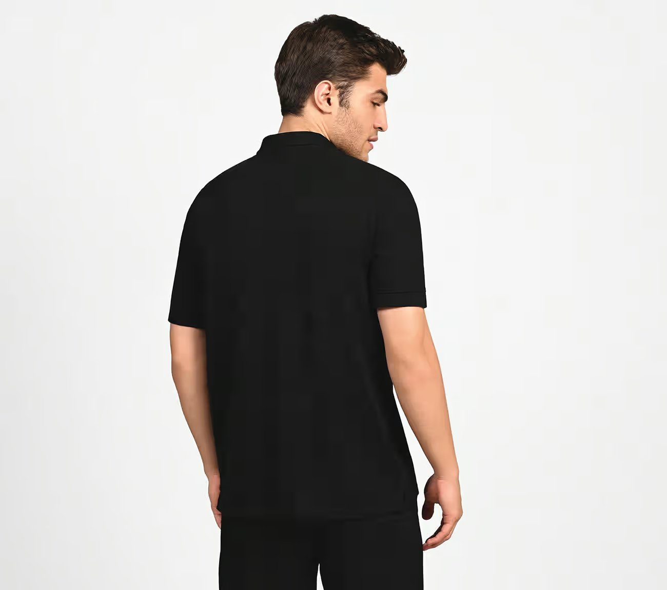 OASIS TWILL PLACKET POLO, BLACK/CHARCOAL/BLUE Apparel Left View