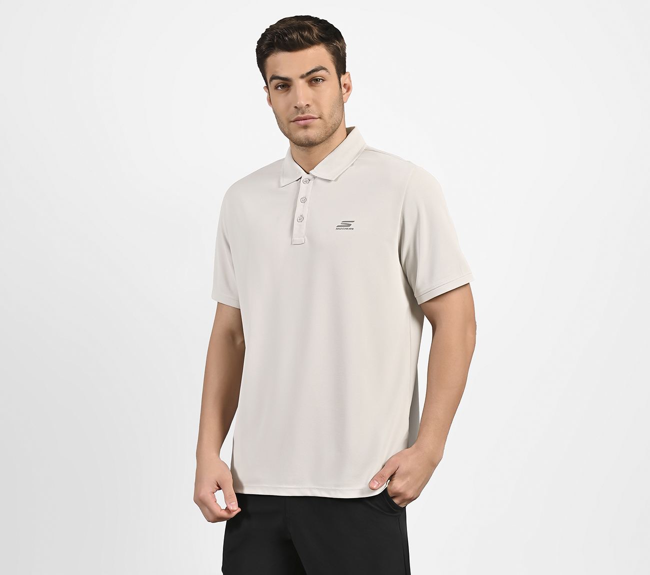 SKECHERS ESSENTIAL POLO, GRAY Apparel Top View