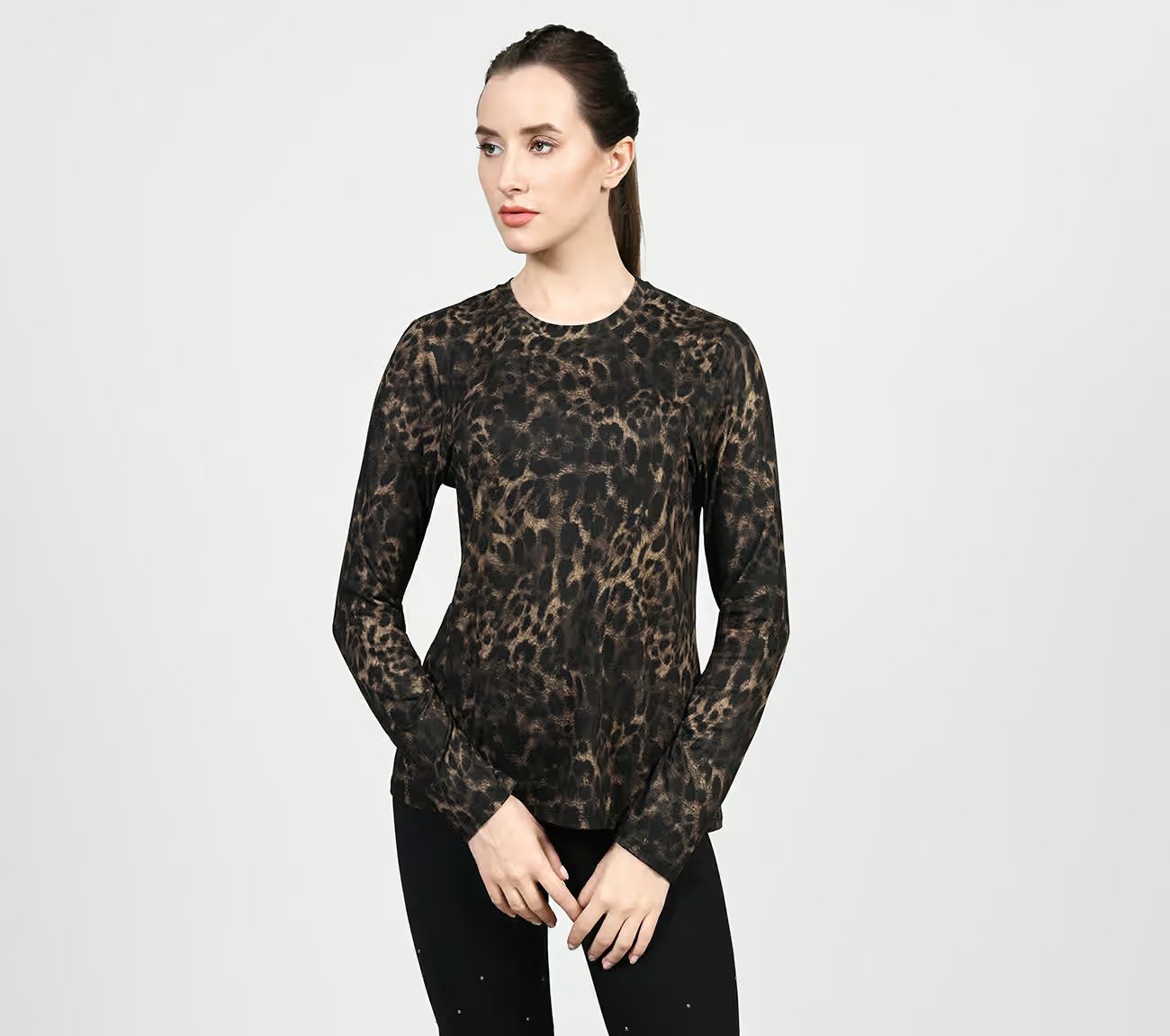  GODRI SERENE CHEETAH LS, NATURAL/TAUPE Apparel Lateral View