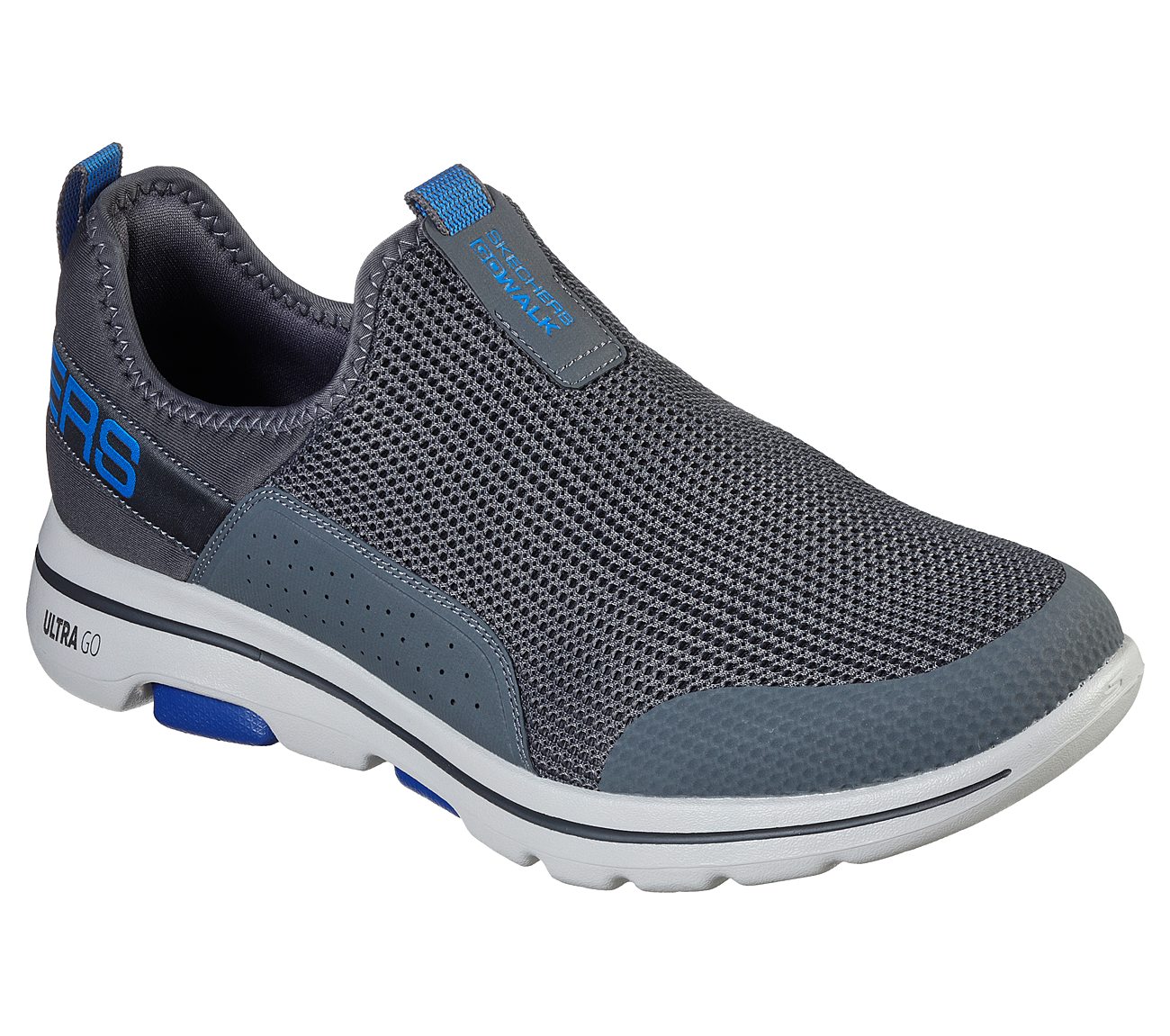 Skechers Charcoal/Blue Go Walk 5 Downdraf Mens Slip On Shoes - Style ID ...