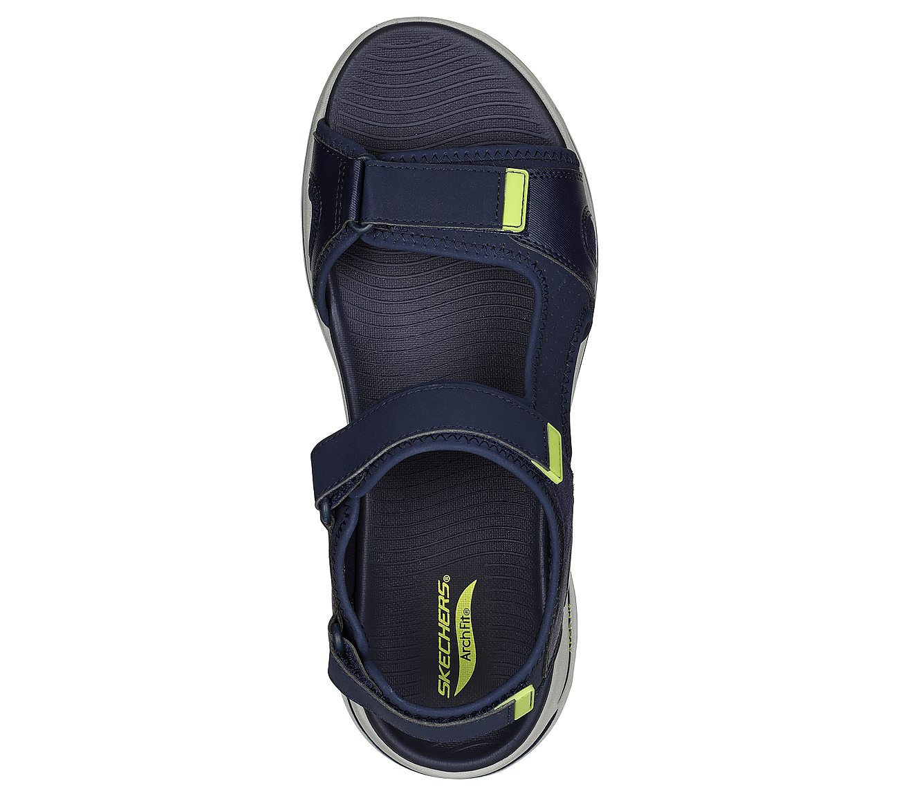 GO WALK ARCH FIT SANDAL-MISSI, NAVY/LIME Footwear Top View