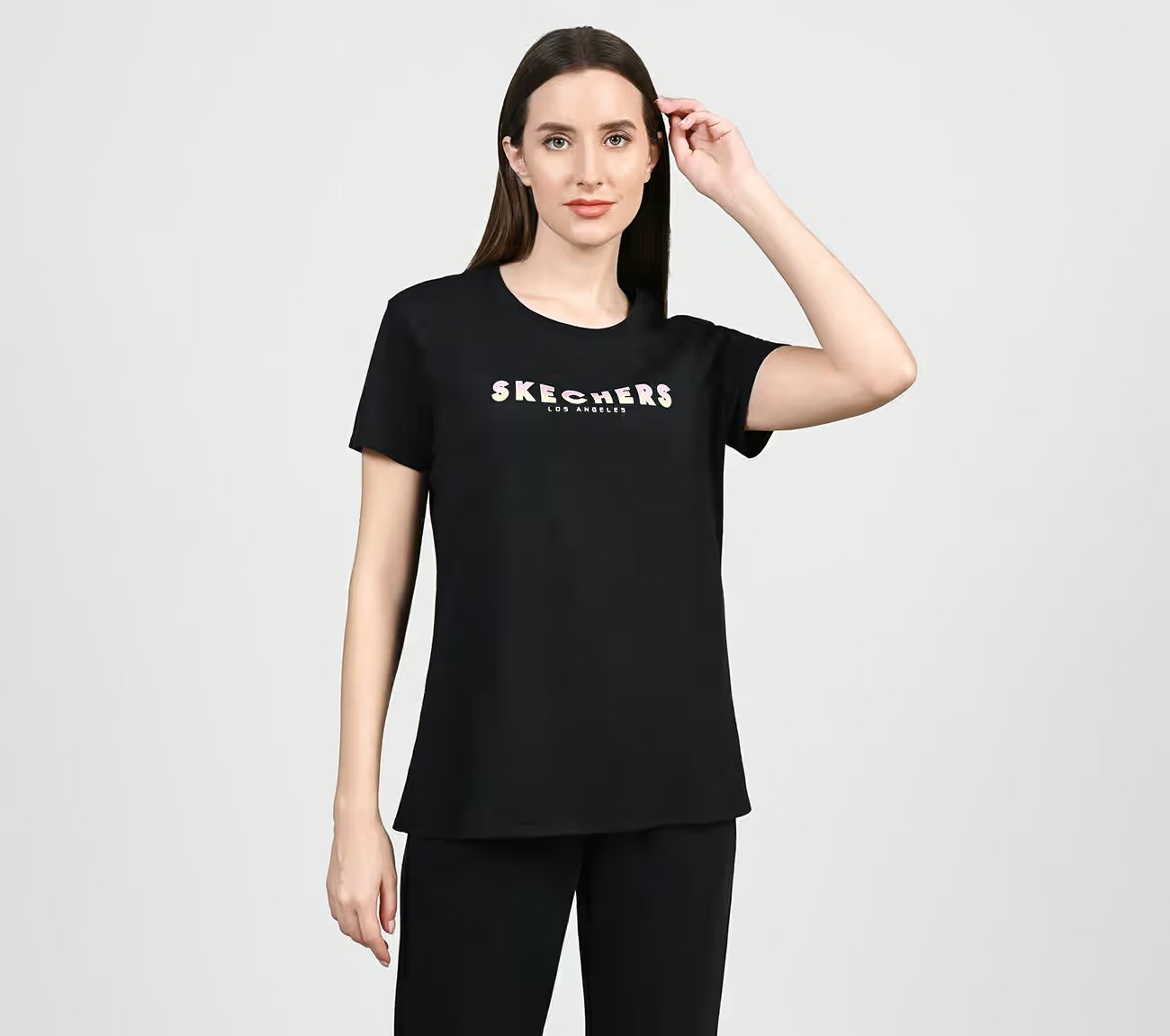 MOCK STUD SKECHERS TEE, BBBBLACK Apparel Lateral View