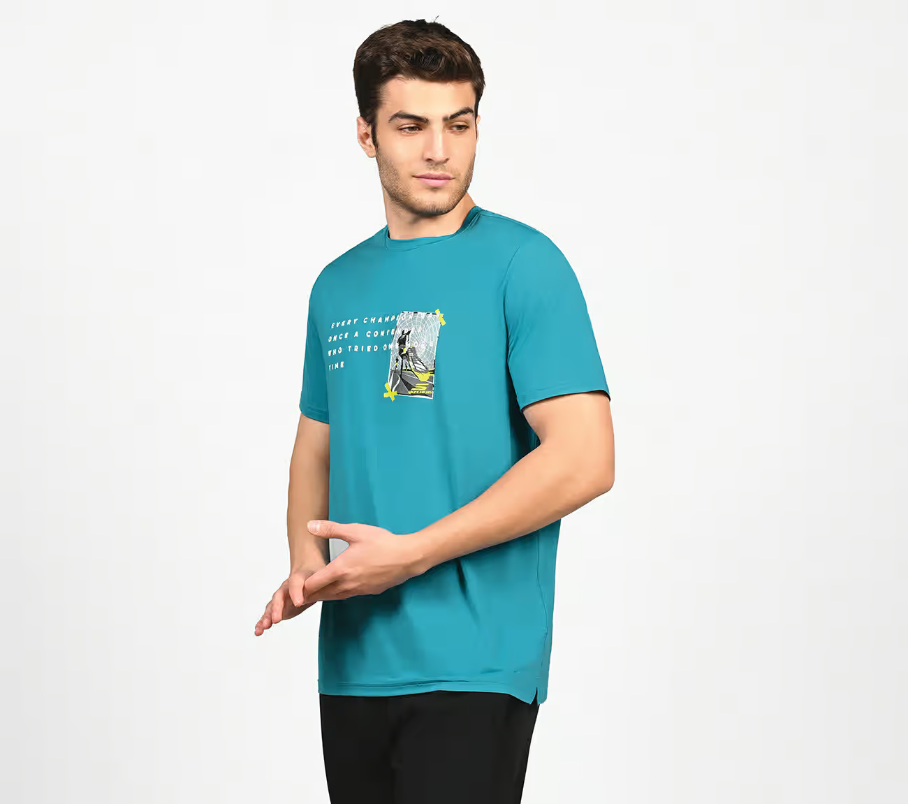 FIREFLY CHAMP TEE, TEAL/MULTI Apparel Top View