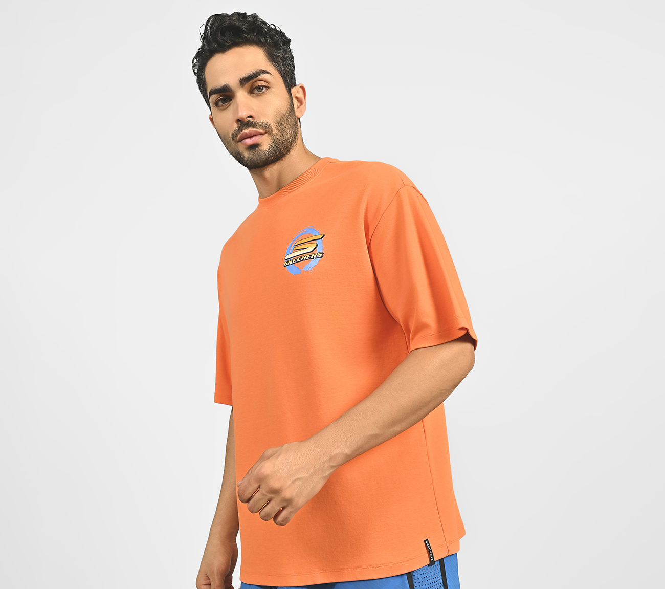 PICKLEBALL OVERSIZE T-SHIRT, TURQUOISE/CORAL Apparel Lateral View