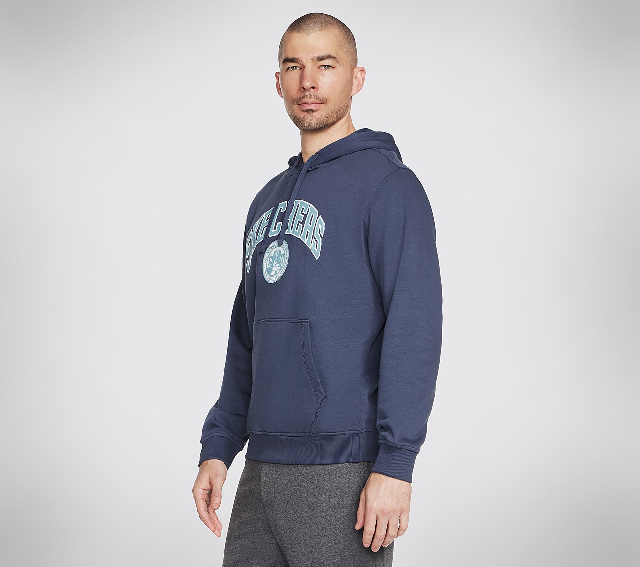 SKECH SWEATS PRESTIGE HOODIE, CHARCOAL/NAVY Apparels Bottom View