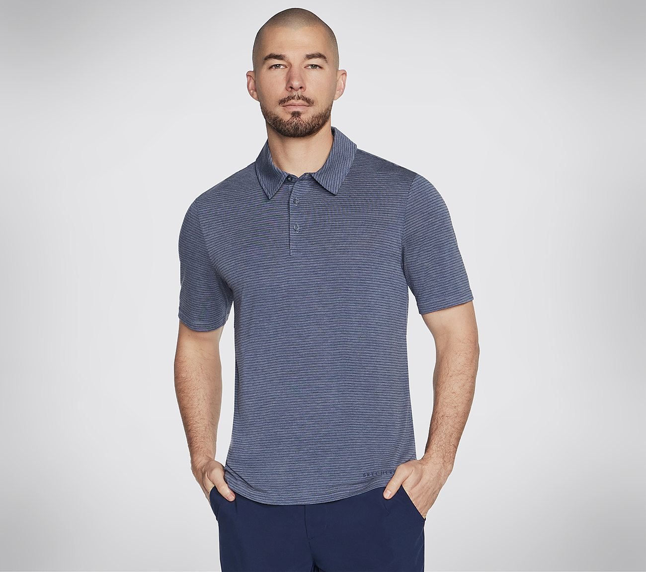 GODRI PREMIER STRIPE POLO, NNNAVY Apparel Lateral View