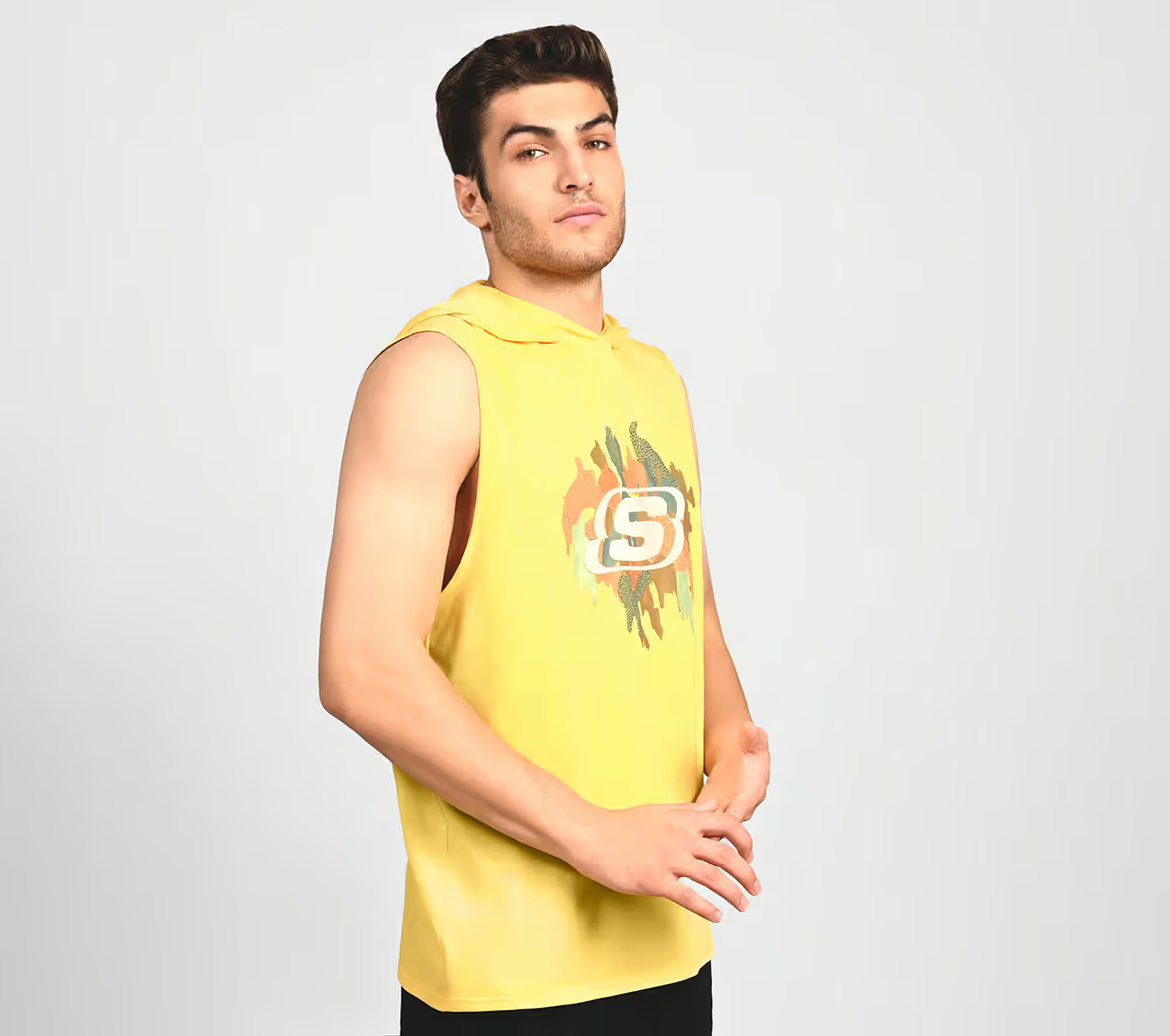 OASIS CAMO HOODIE TANK, RED/YELLOW Apparel Bottom View