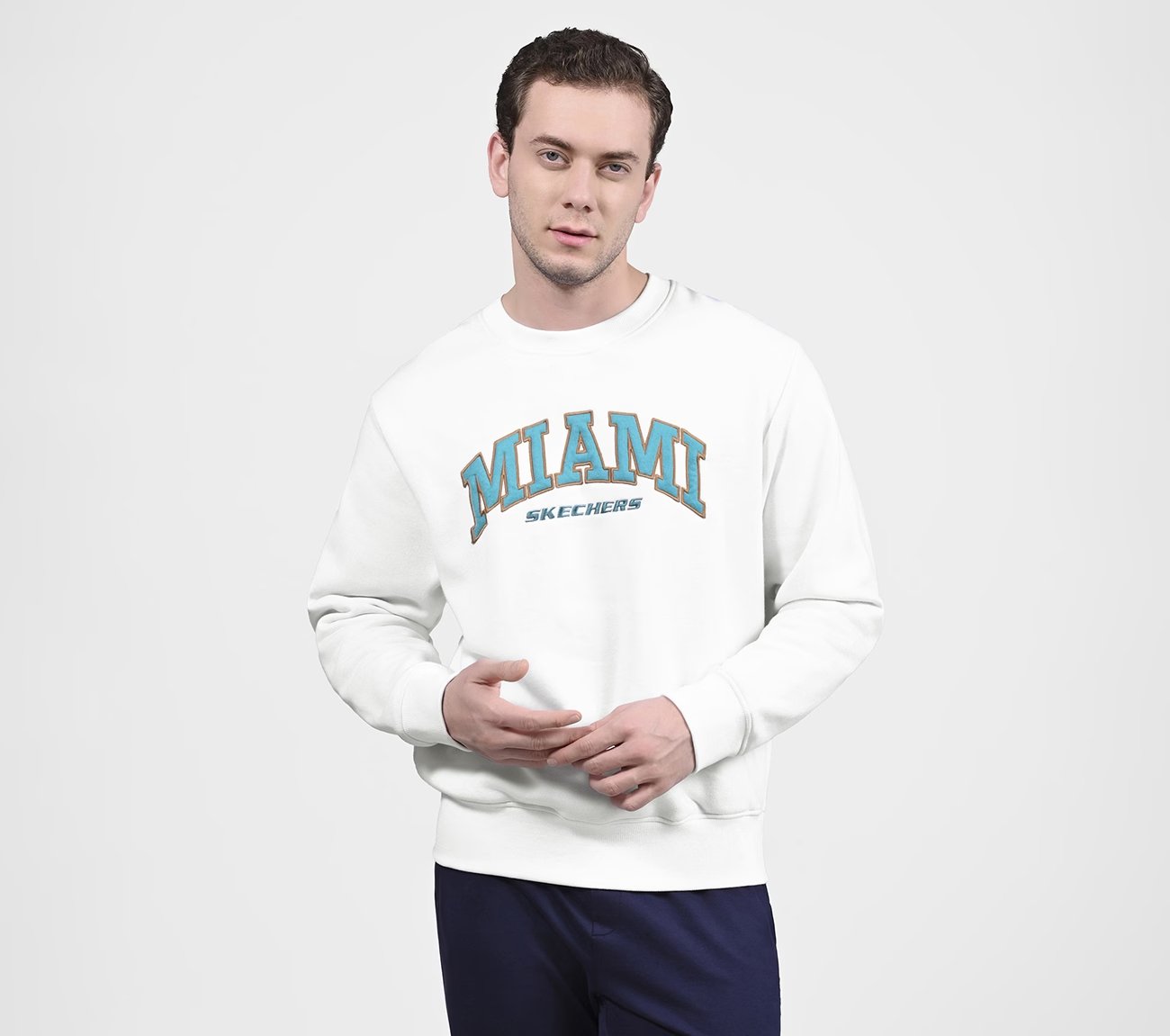 SKECH-SWEATS MIAMI CREW, WWWHITE Apparel Lateral View