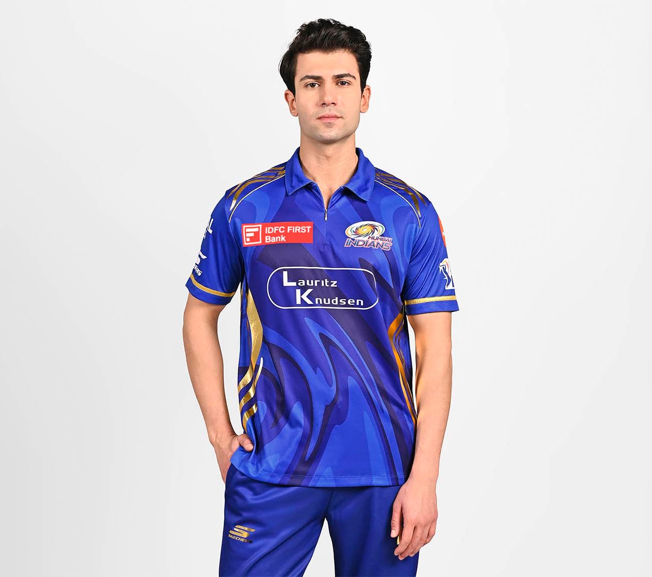 MUMBAI INDIANS: IPL REPLICA JERSEY 2025, ROYAL/NAVY/LIME Apparel Lateral View