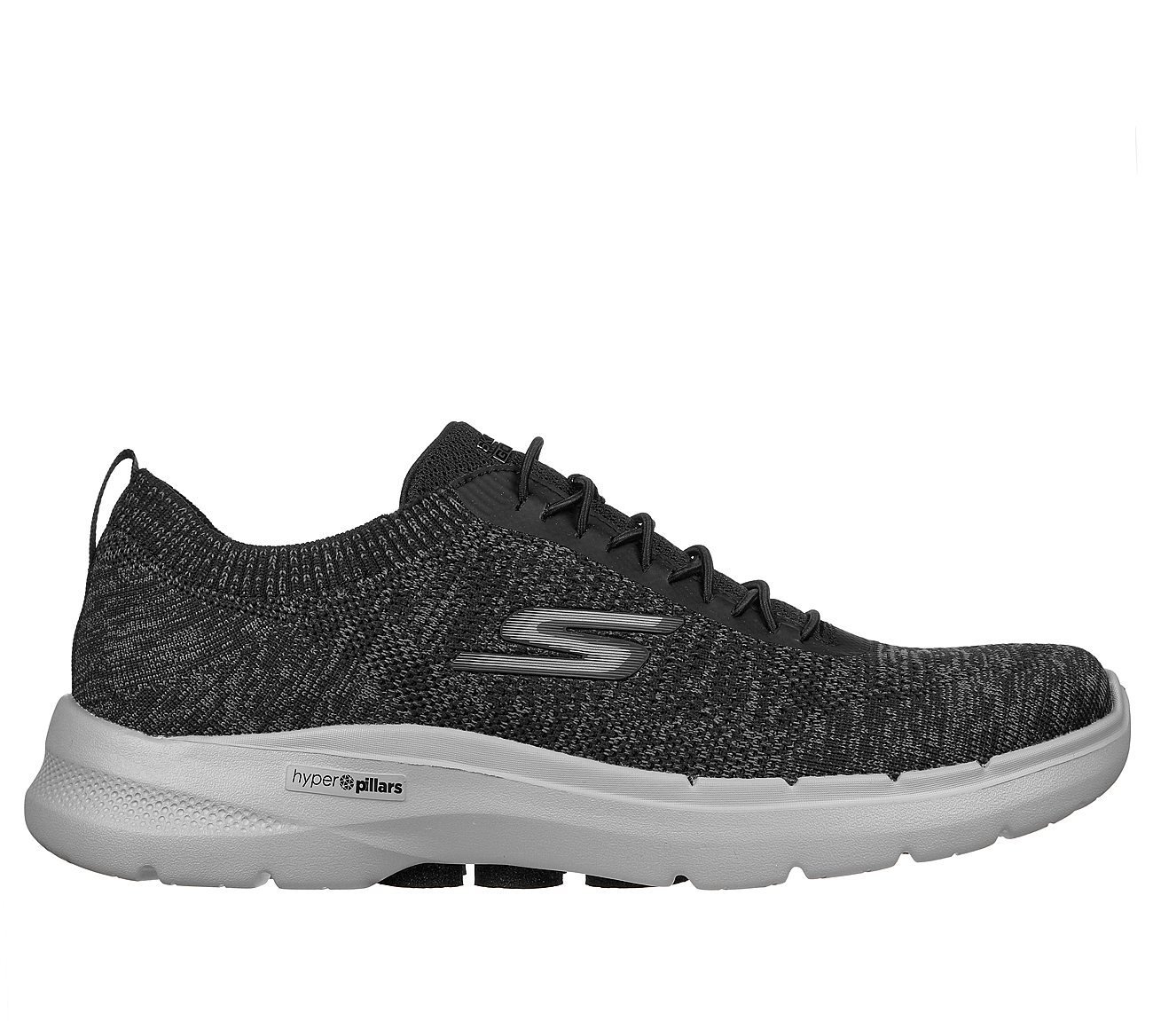 GO WALK 6 - MODERNIZED, BLACK/GREY Footwear Lateral View