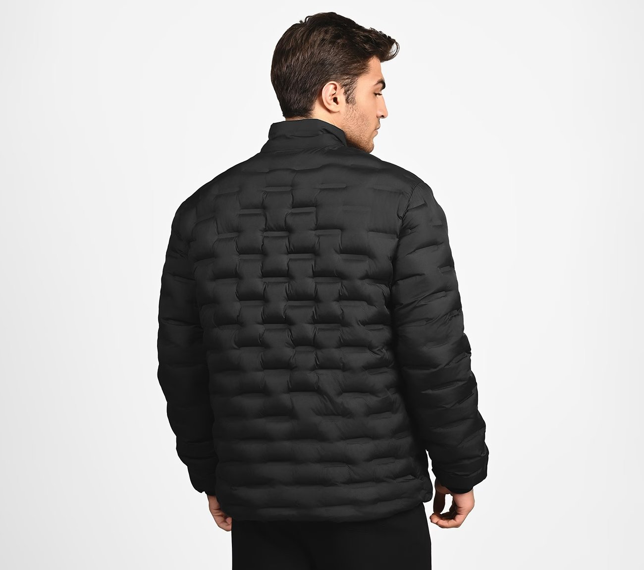 PUFFER FZ JACKET WITH ZIPPER, BLACK/CHARCOAL/BLUE Apparel Left View