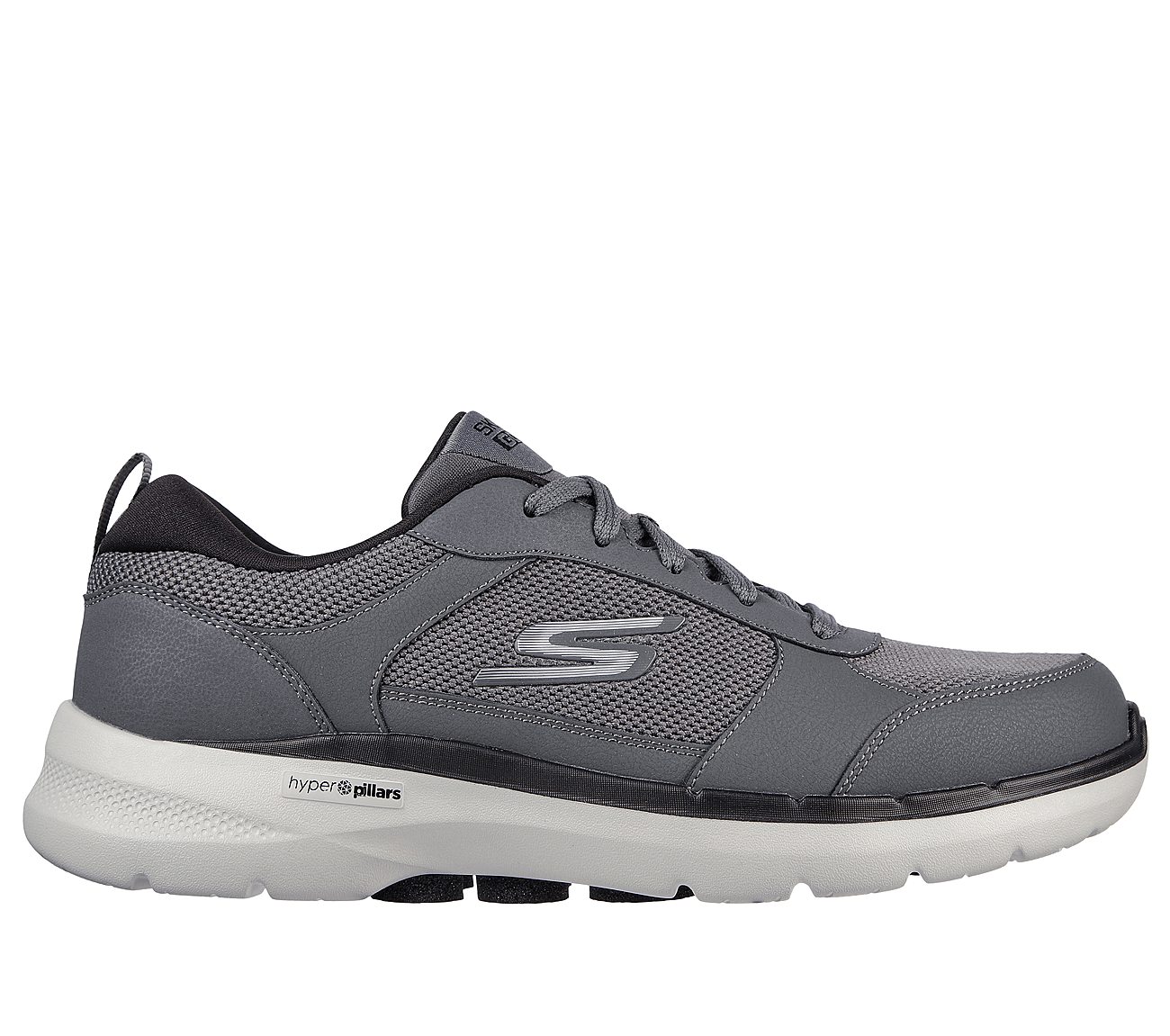 Skechers Charcoal/Black Go Walk 6 Compete Mens Lace Up Shoes - Style ID ...