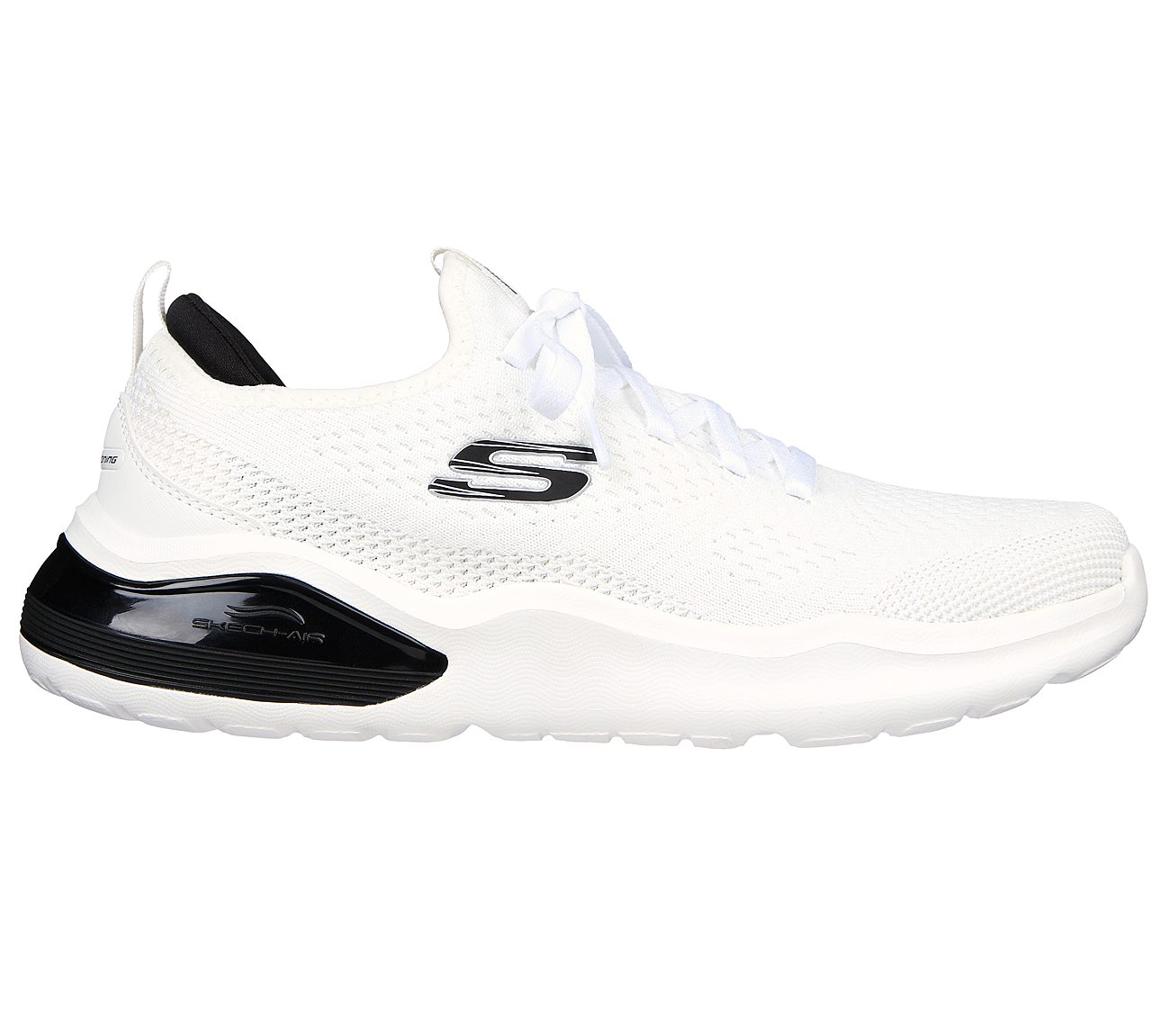 AIR CUSHIONING, WHITE BLACK Footwear Lateral View