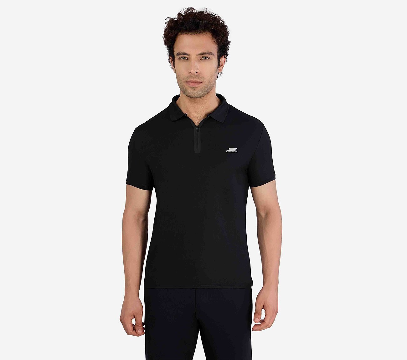 MENS 1/4 ZIP POLO, BLACK Apparel Lateral View