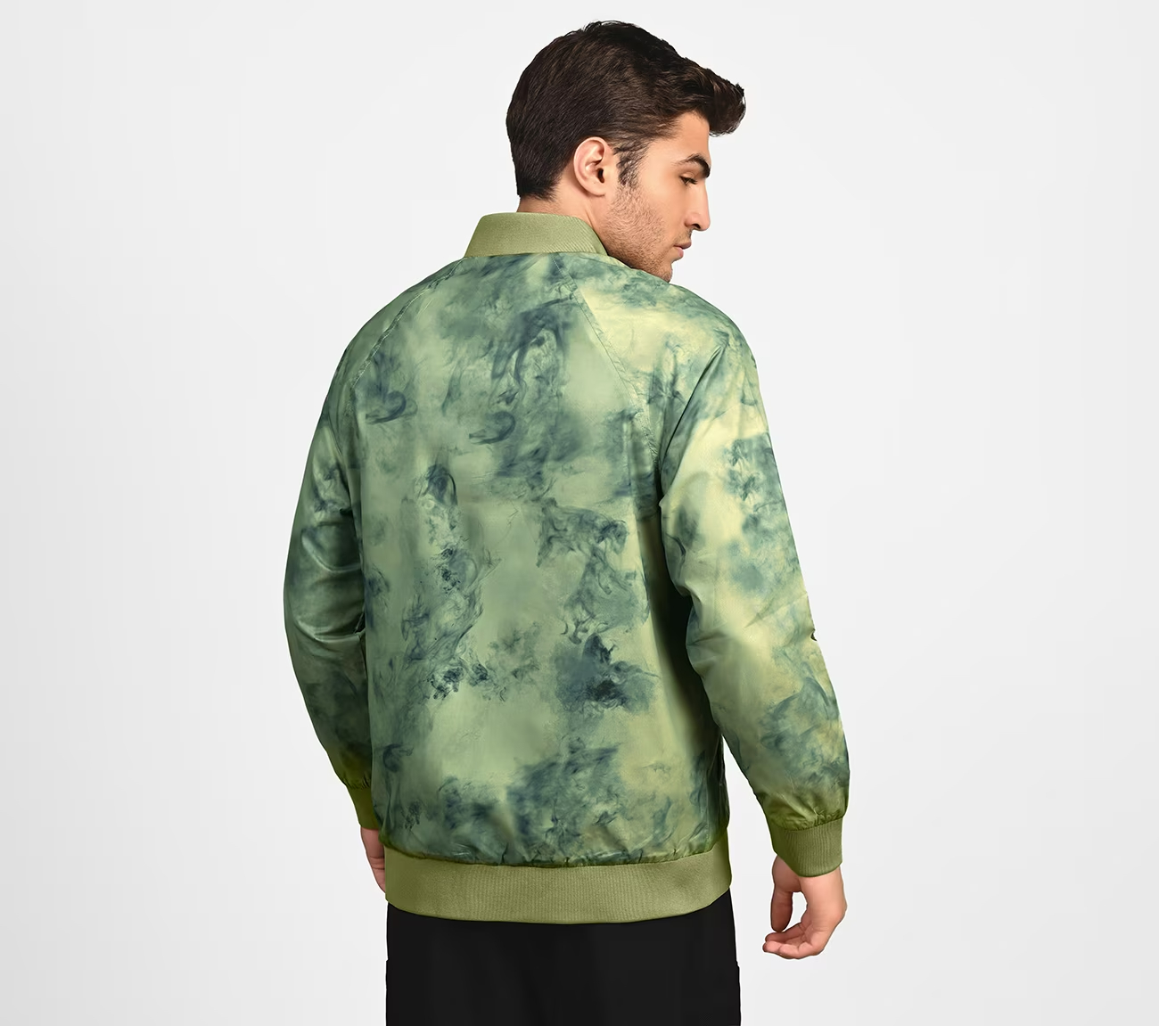 OASIS SMOKE BOMBER JACKET, LIGHT GREY/GREEN Apparel Bottom View