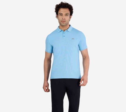 MENS PERFORMANCE POLO, GUNMETAL/TURQUOISE