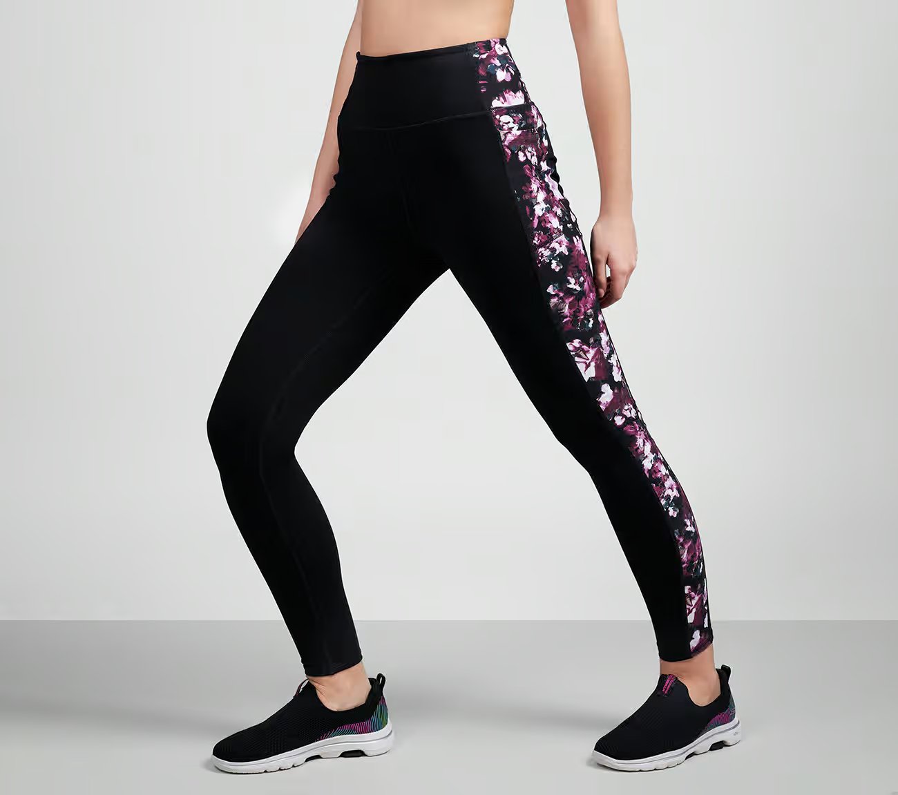 MISTY FLORAL HW FL LEGGING, BLACK/MAUVE Apparel Top View