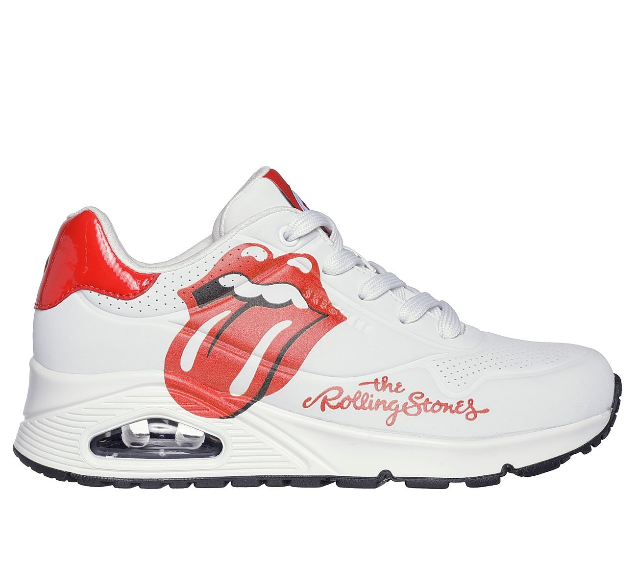 Uno - Rolling Stones Single, WHITE/RED Footwear Lateral View