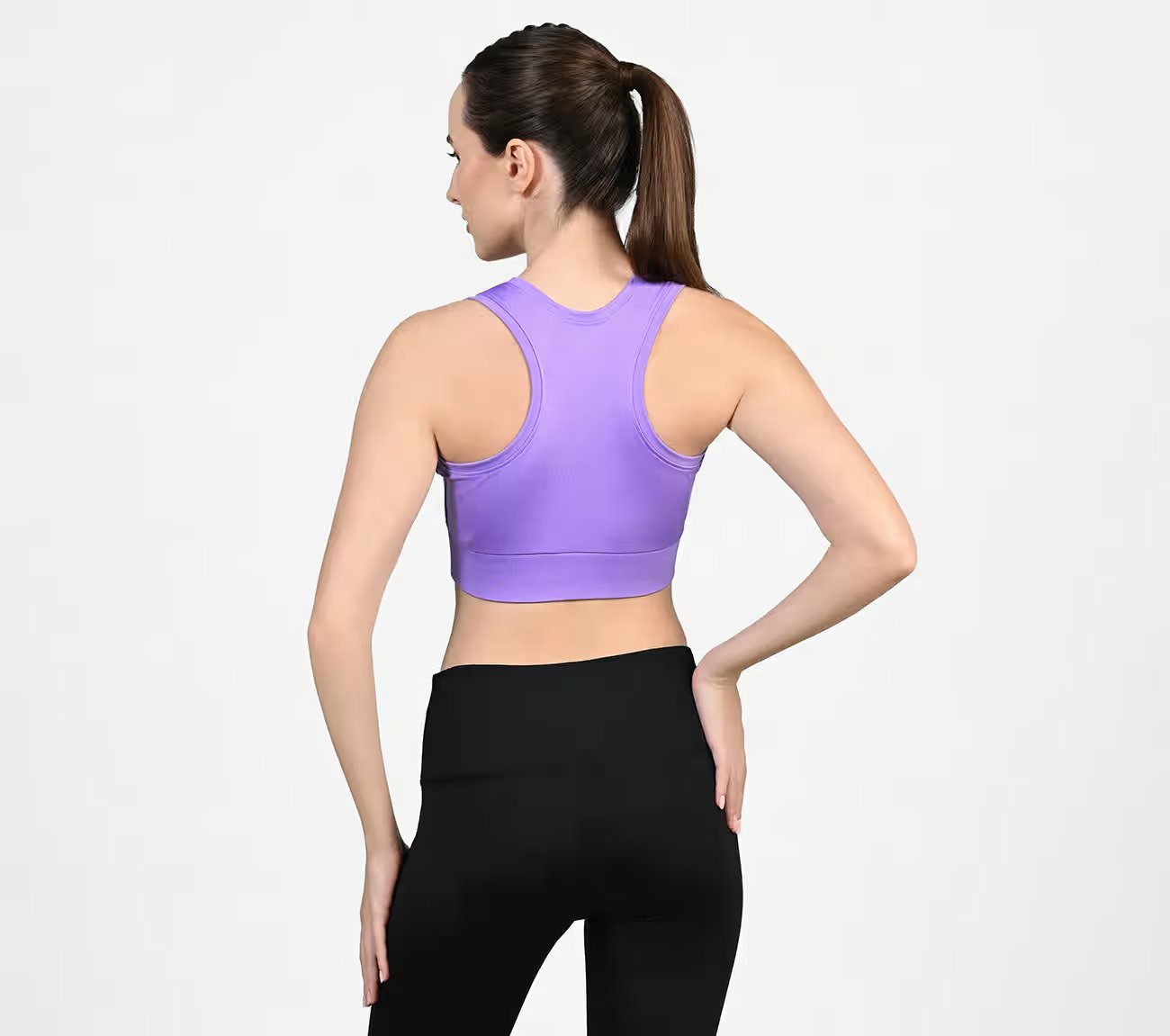 RACERBACK SPORTSBRA, PURPLE Apparel Left View