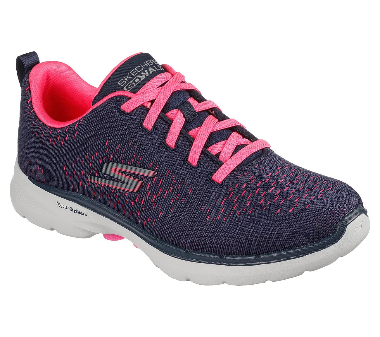 Skechers Navy Hot Pink Go Walk 6 Adora Womens Lace Up Shoes