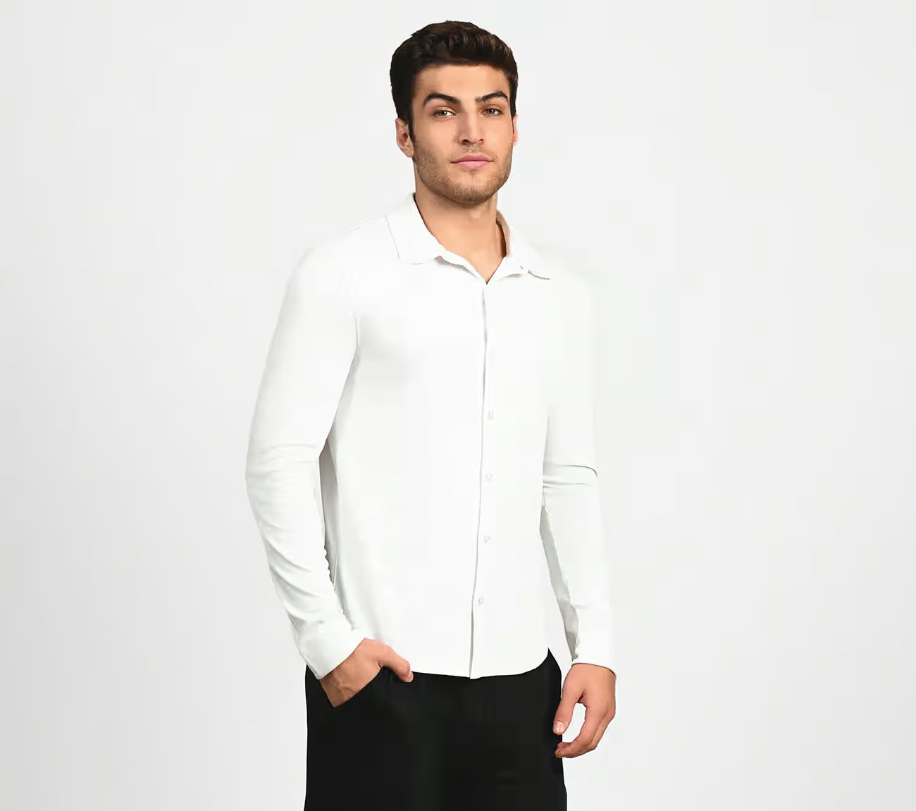 SKECHERS OFF DUTY BUTTON DOWN, WWWHITE Apparel Bottom View