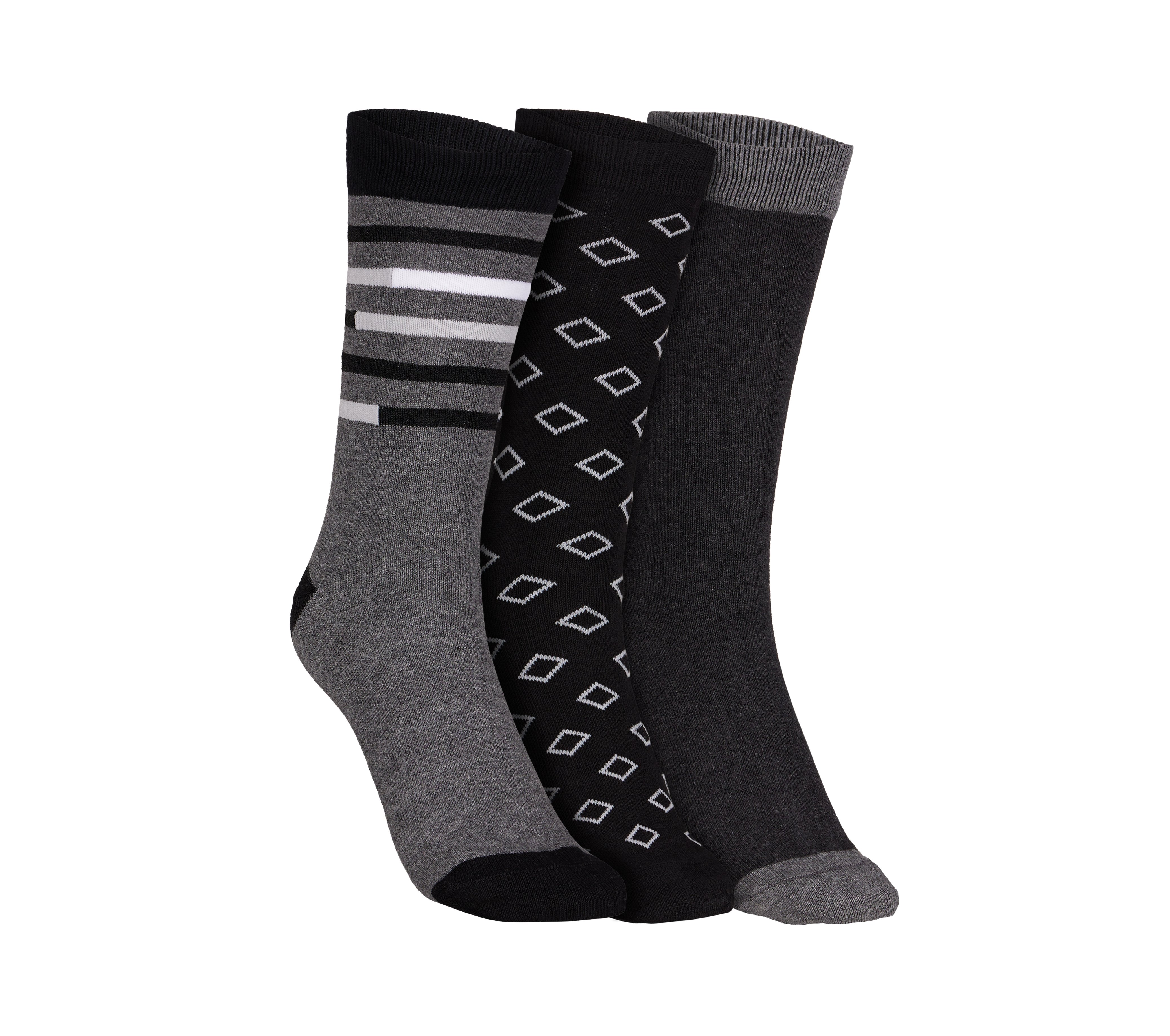 3PK MENS NON TERRY CREW, GGREY/BLACK Accessories Lateral View