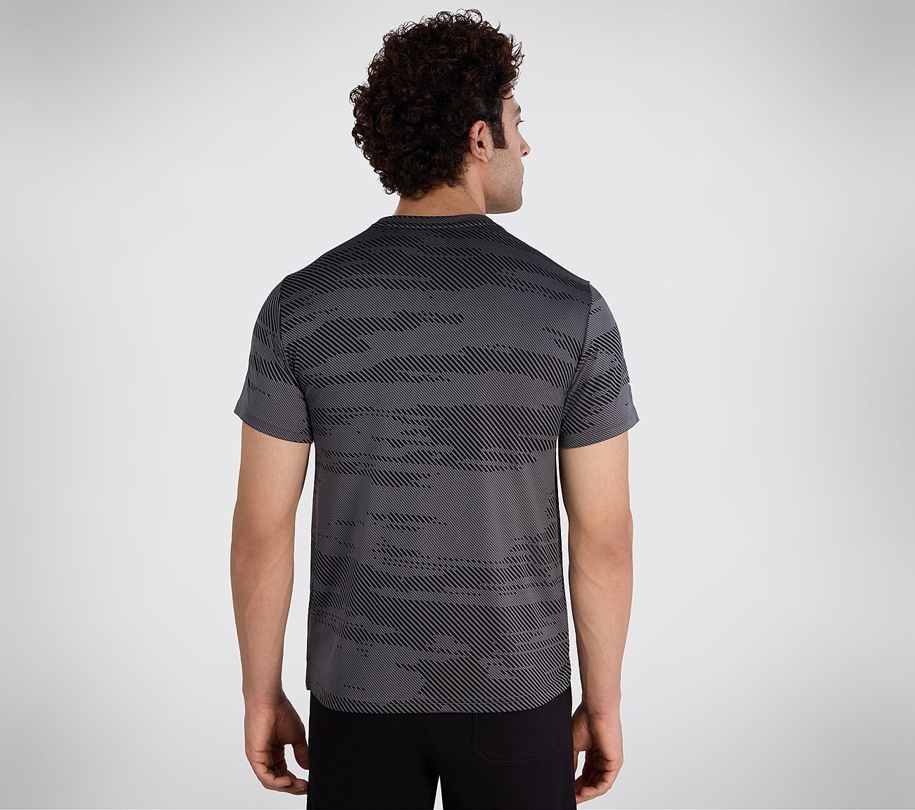 SS SKECHERS JACQUARD T-SHIRT, GUN METAL Apparel Bottom View