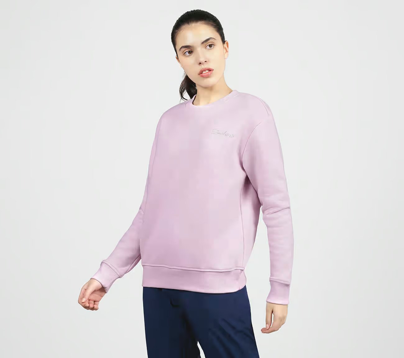 SKECH-SWEATS SIGNATURE P/O CREW, LAVENDER/PINK Apparel Top View