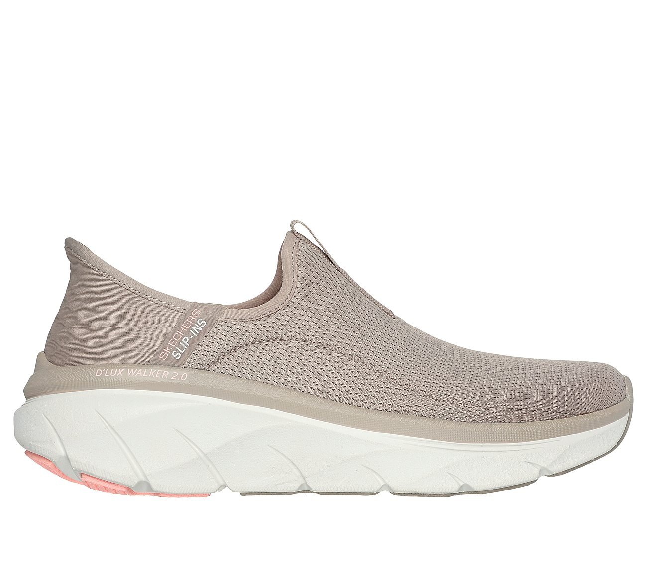 SKECHERS SLIP-INS RF: D'LUX WALKER 2.0- Happy Step, TAUPE Footwear Lateral View