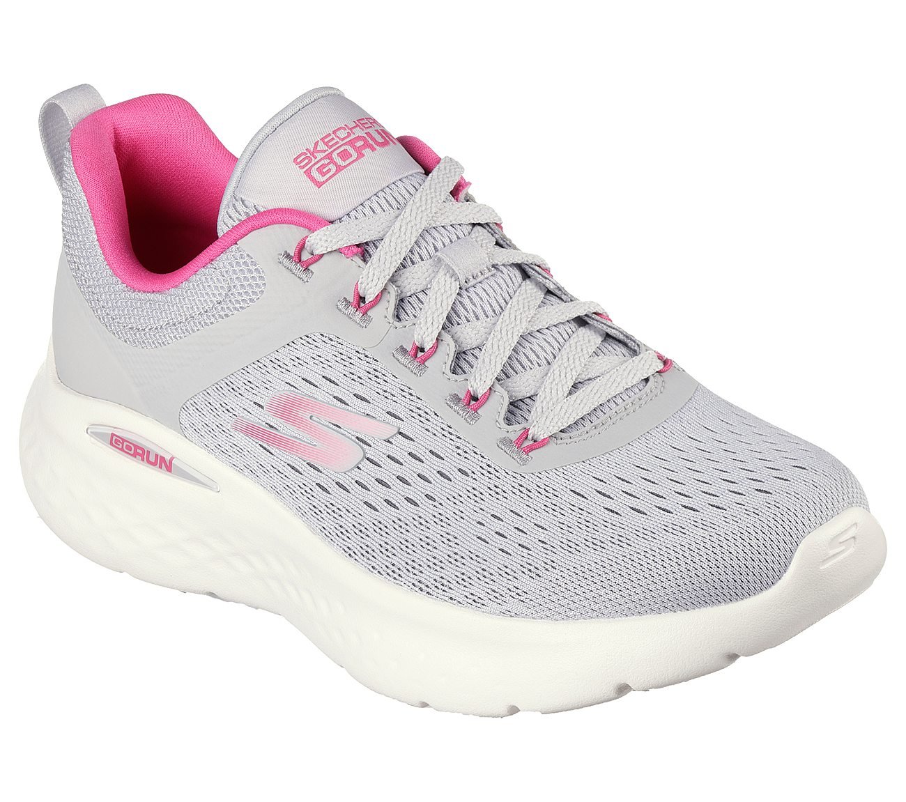 GO RUN LITE, GREY/PINK Footwear Lateral View