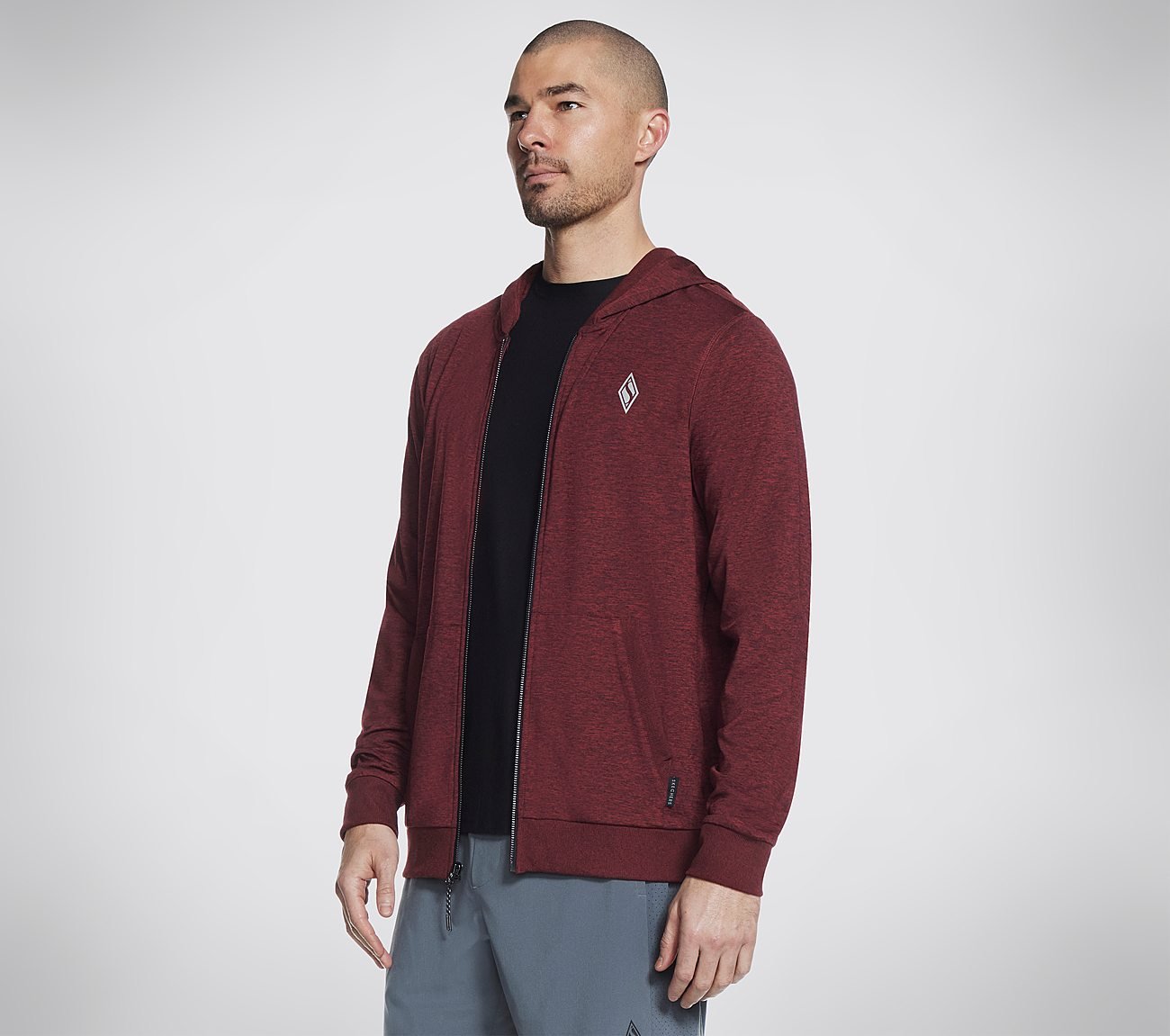 SKECH KNITS ULTRA GO FULL ZIP, RED Apparel Lateral View