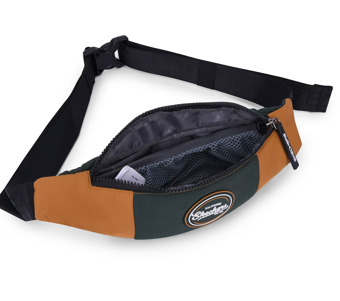 WAIST BAG WITH SINGLE COMPARTMENT, BROWN/OLIVE Accessories Left View