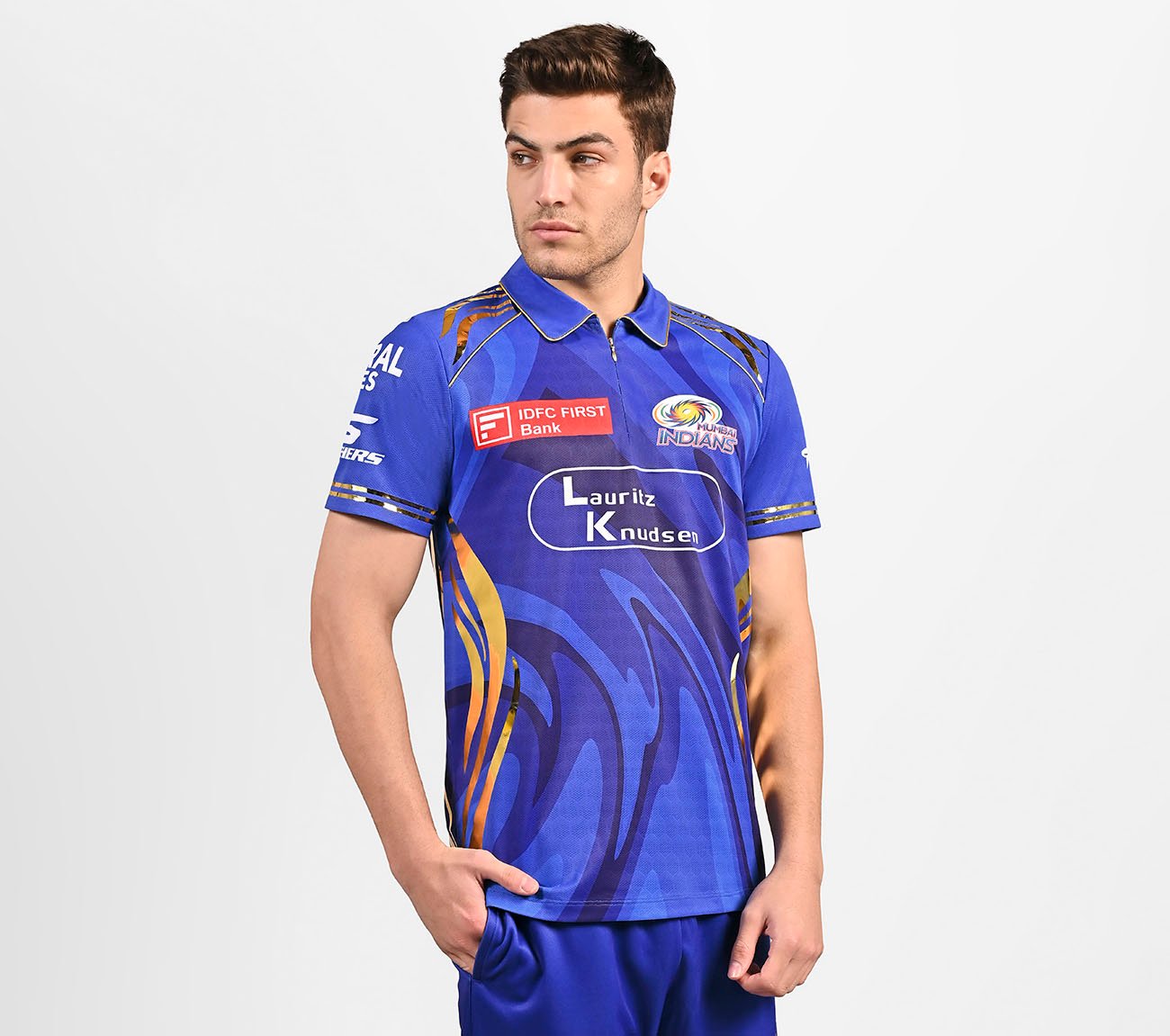 MUMBAI INDIANS: IPL PLAYER EDITION 2025, ROYAL/NAVY/LIME Apparel Top View