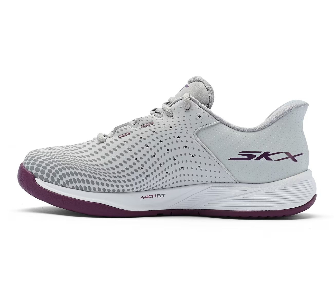 SKECHERS VIPER COURT RELOAD, GREY/PURPLE Footwear Left View