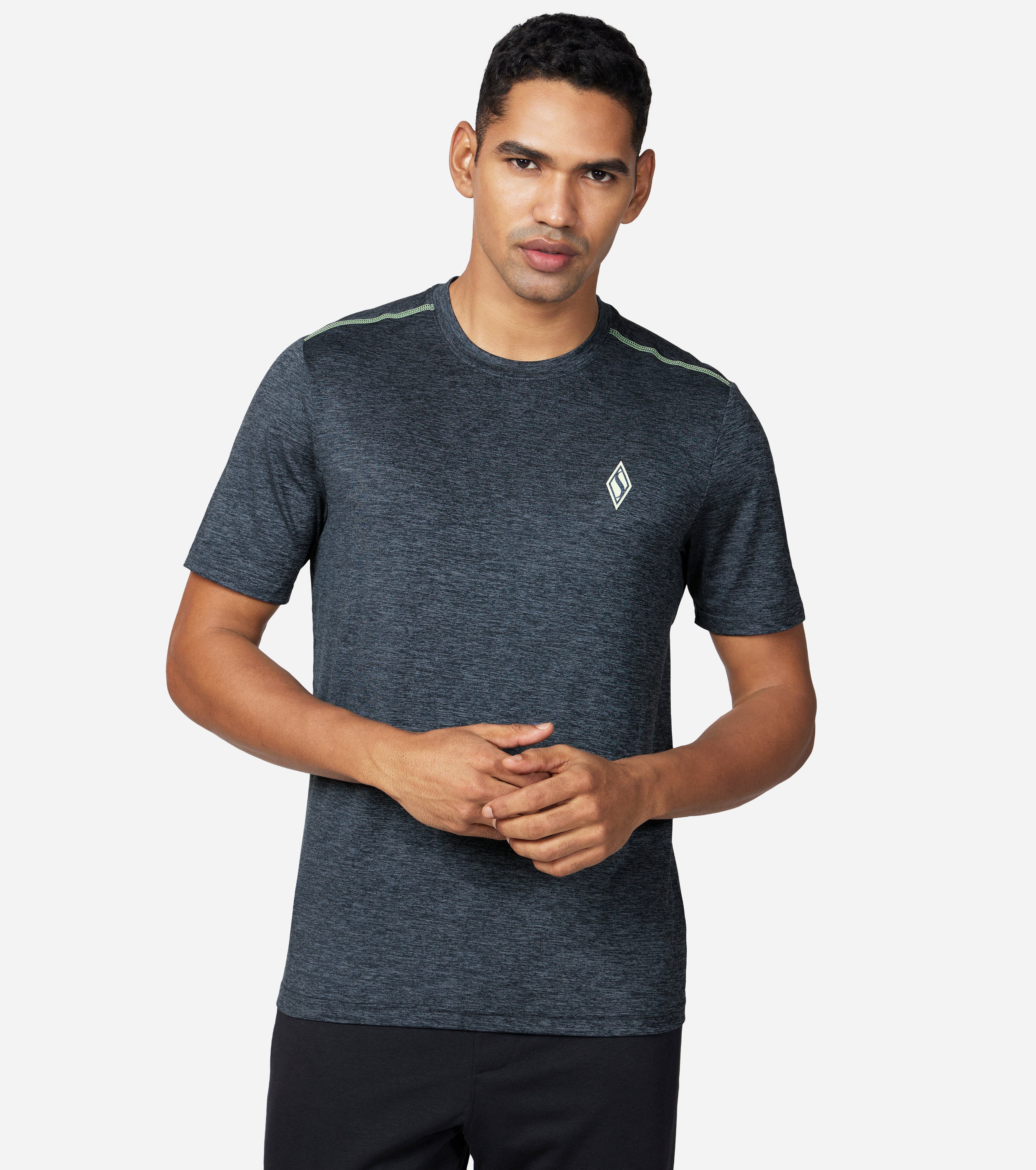 GODRI SWIFT SS T-SHIRT, BLUE/GREY Apparel Lateral View