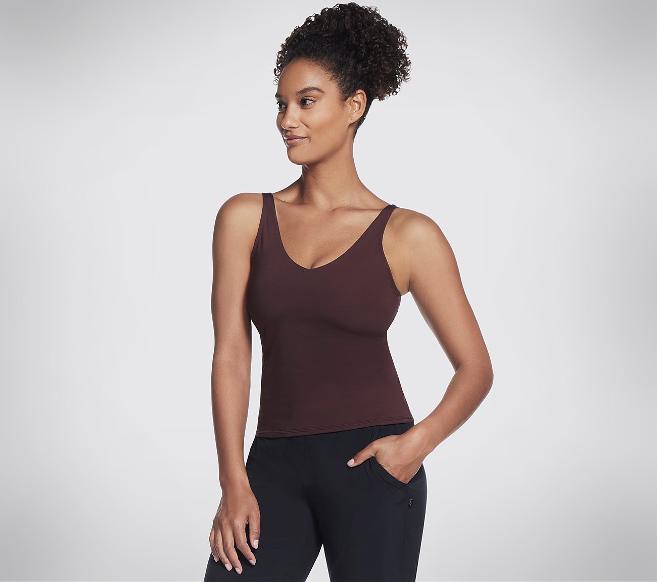 GOSCULPT V NECK TANK, BURGUNDY/BROWN Apparels Bottom View