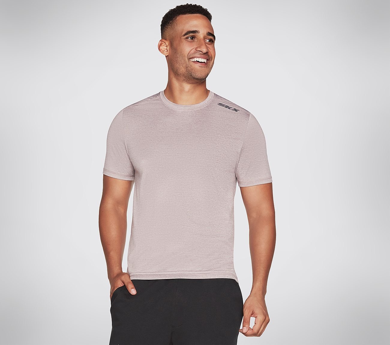 SKECH-AIR T-SHIRT, TAUPE/LAVENDER Apparels Lateral View