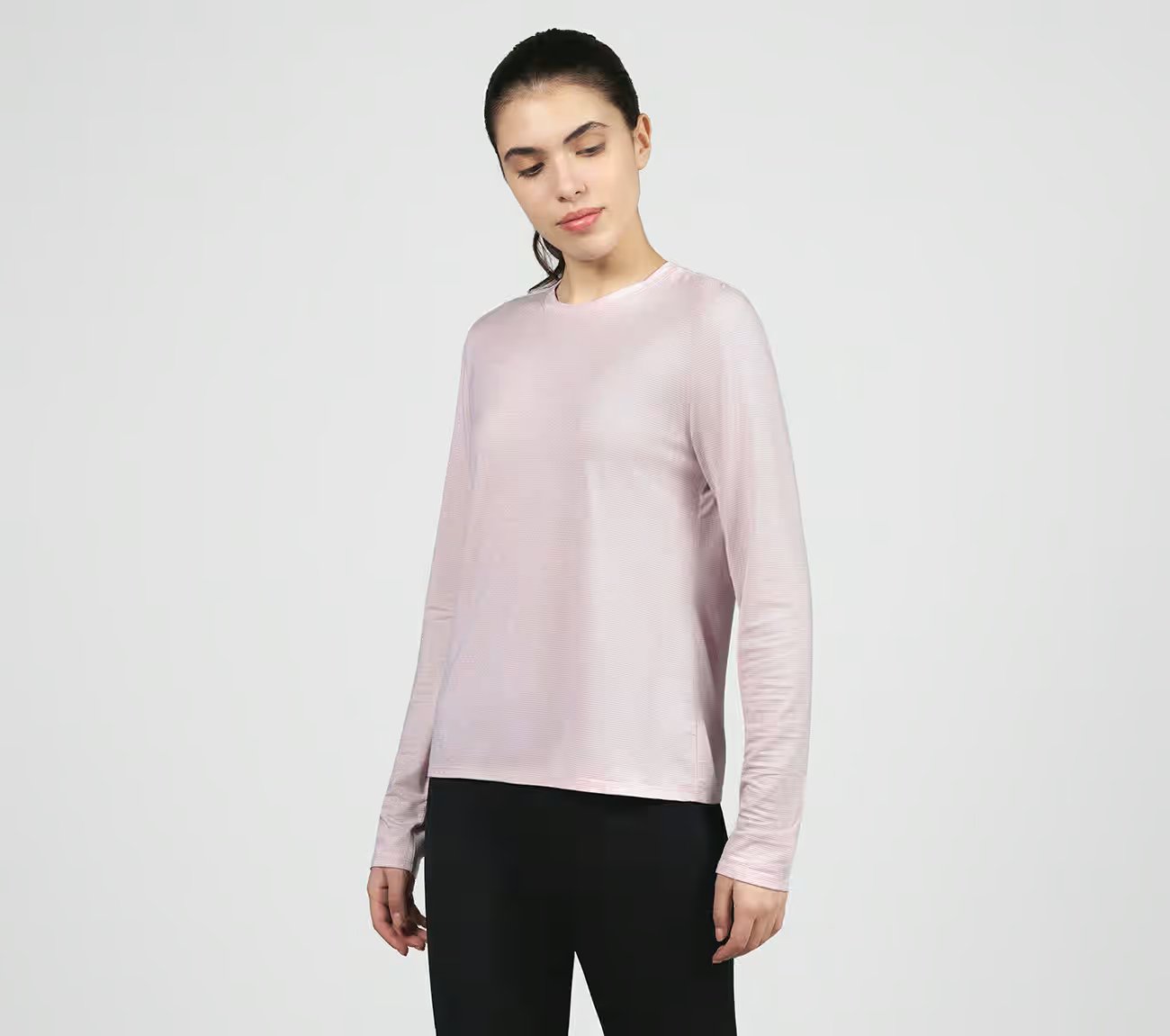 SHIMMER STRIPE LONG SLEEVE, LAVENDER/PINK Apparel Top View